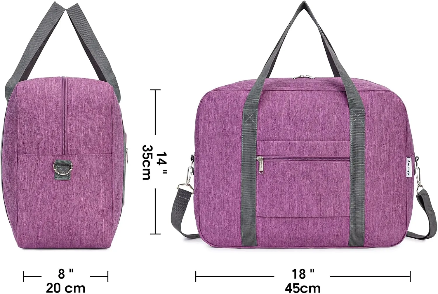 For Spirit Airlines Personal Item Bag 18x14x8 Foldable Travel Duffel Bag Tote Duffle Carry on Luggage for Women and Men 30L (Dark Purple)