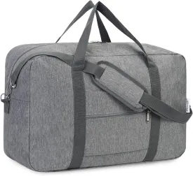 For Spirit Airlines Personal Item Bag 18x14x8 Foldable Travel Duffel Bag Tote Duffle Carry on Luggage for Women and Men 30L (Grey (With Shoulder Strap))