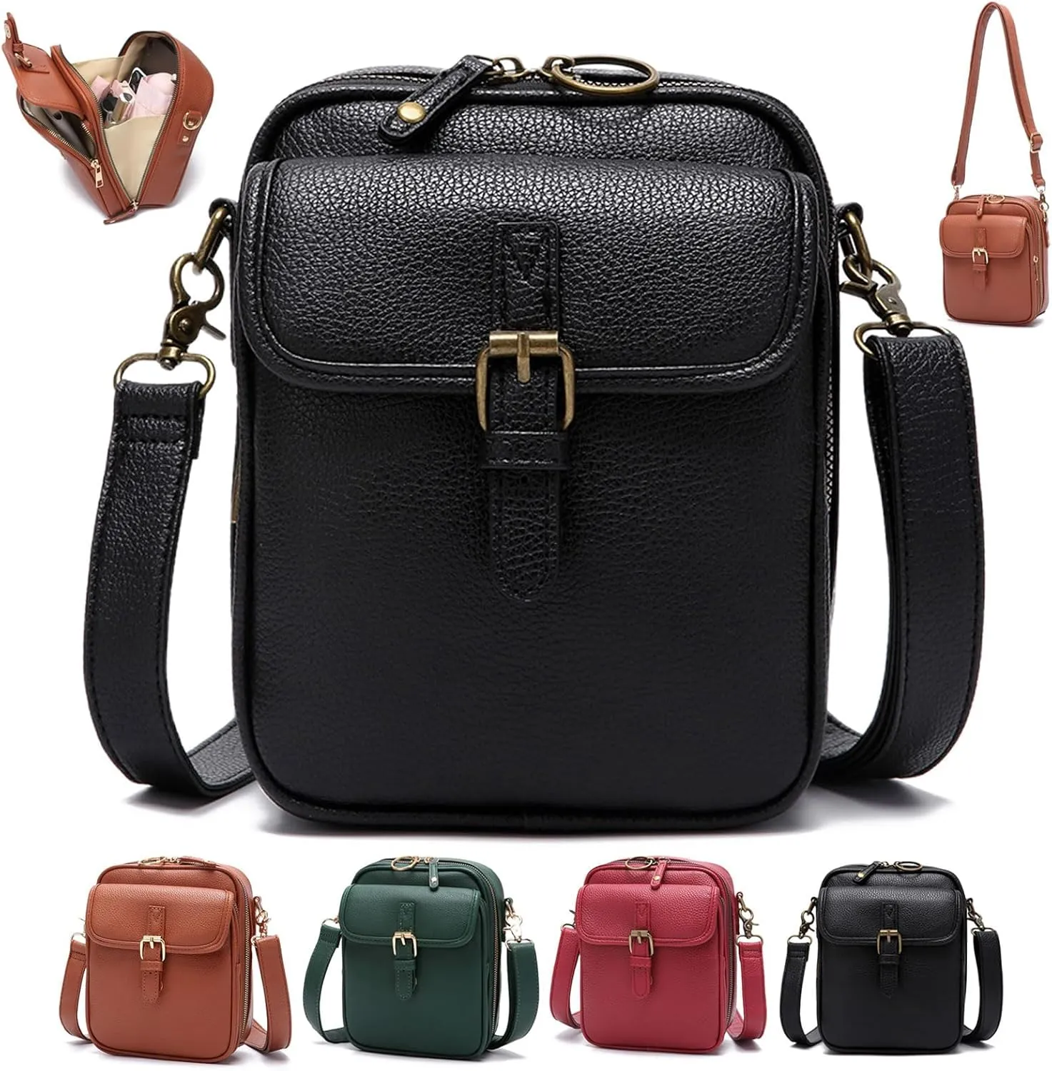 Forcipower Crossbody Leather Bag, Urvashi Crossbody Bag, Vintage Anti Theft Messenger Shoulder Bag, Built in Wallet