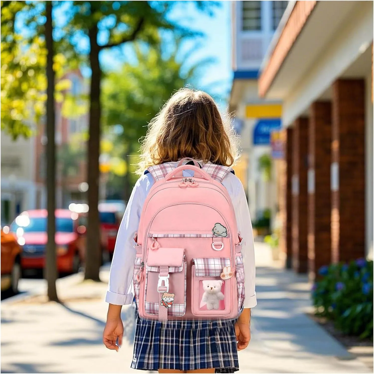 Girls BackpackCute School Backpack for Girls Kids TeensKawaii Bookbag for Primary ElementaryPink