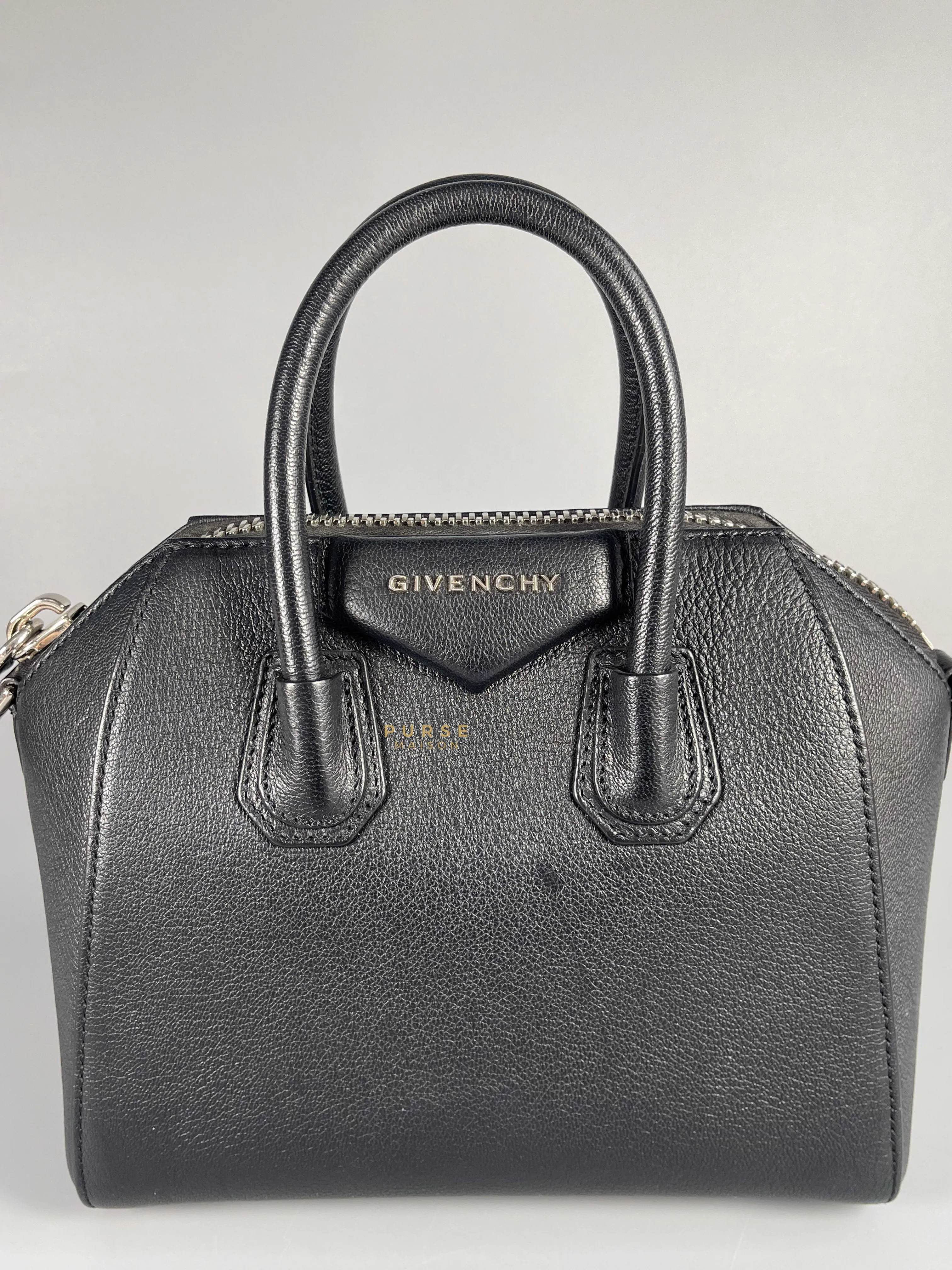 Givenchy Antigona Mini Black Goatskin Canvas Bag