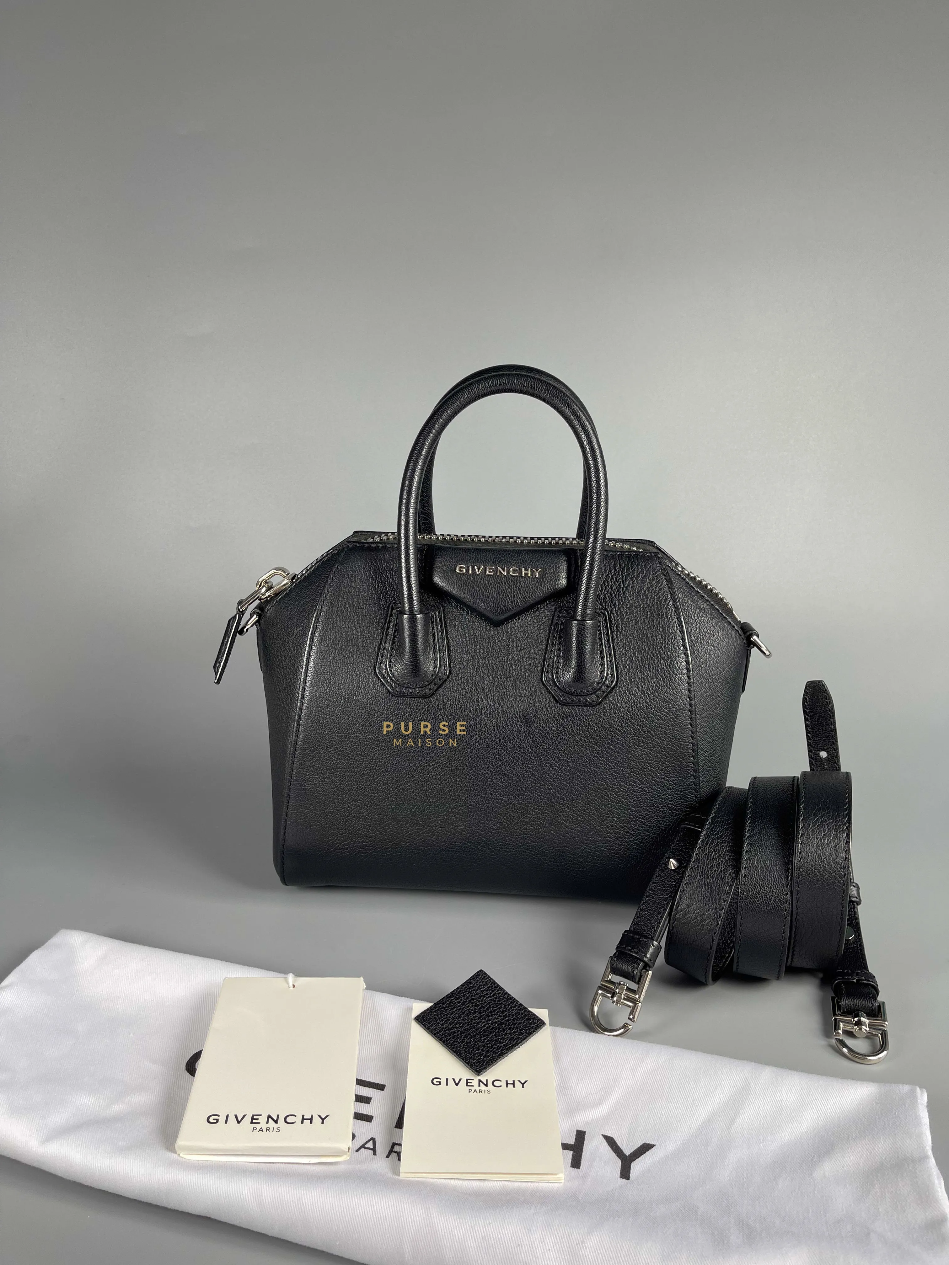 Givenchy Antigona Mini Black Goatskin Canvas Bag