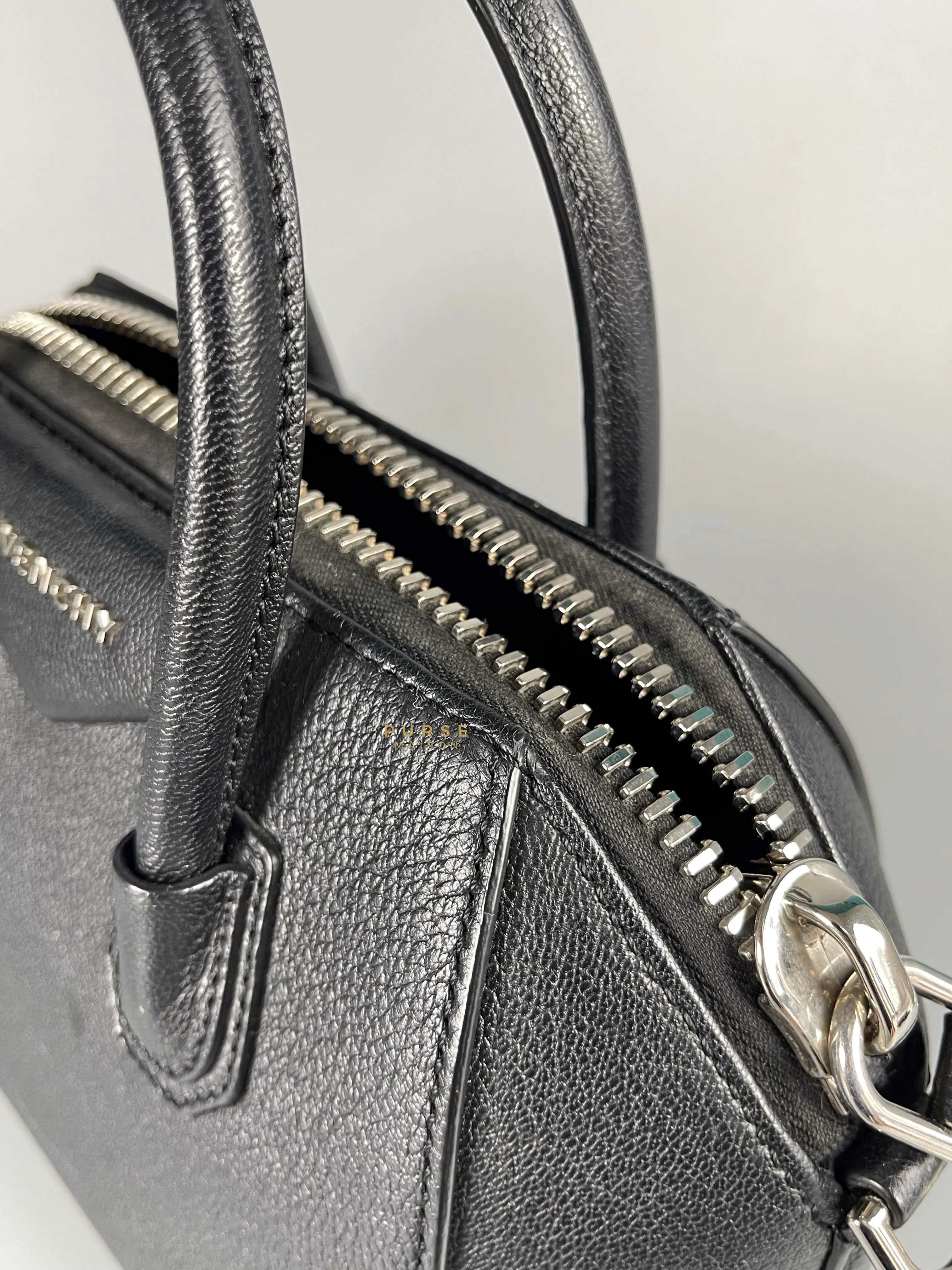 Givenchy Antigona Mini Black Goatskin Canvas Bag