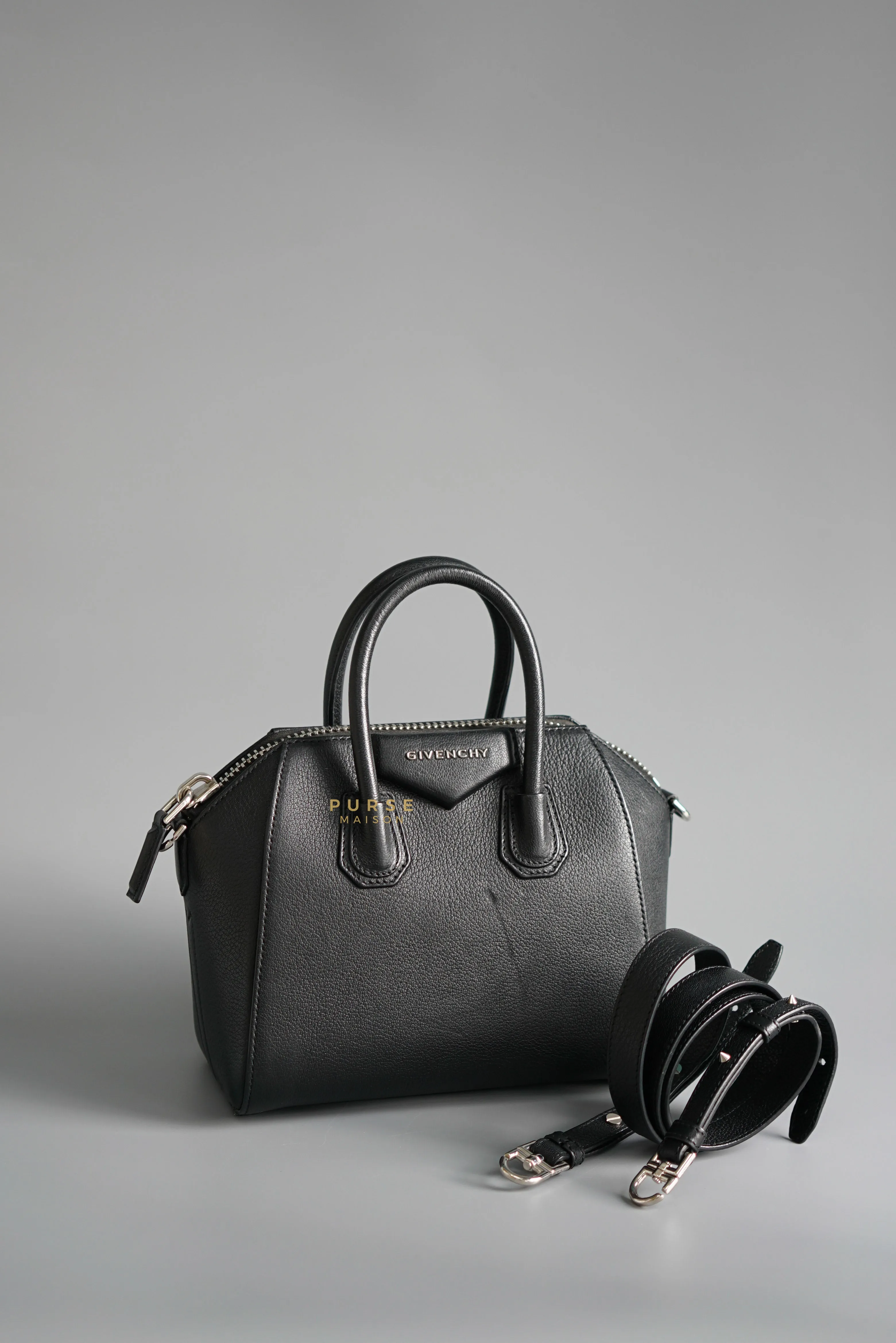 Givenchy Antigona Mini Black Goatskin Canvas Bag
