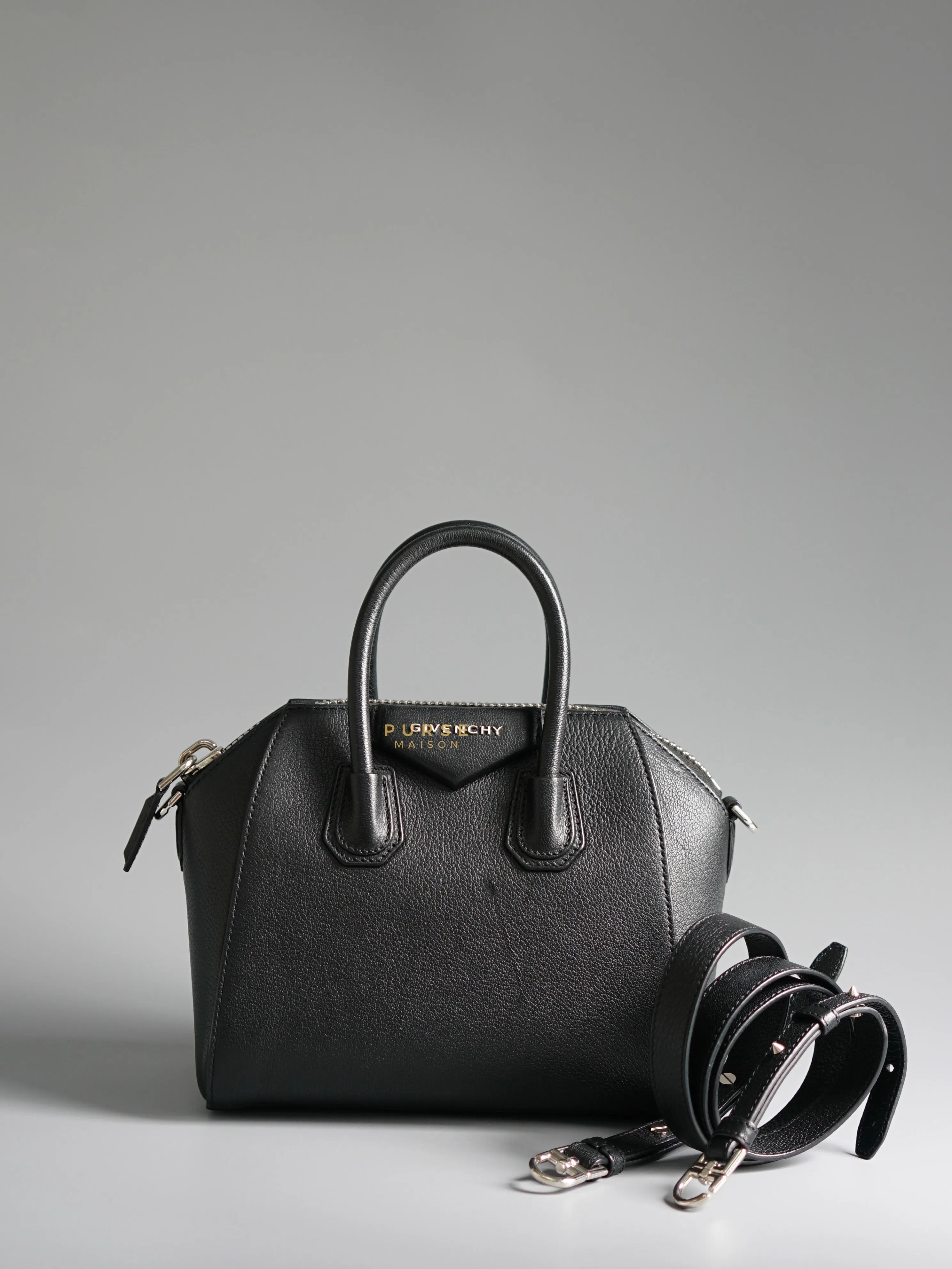 Givenchy Antigona Mini Black Goatskin Canvas Bag