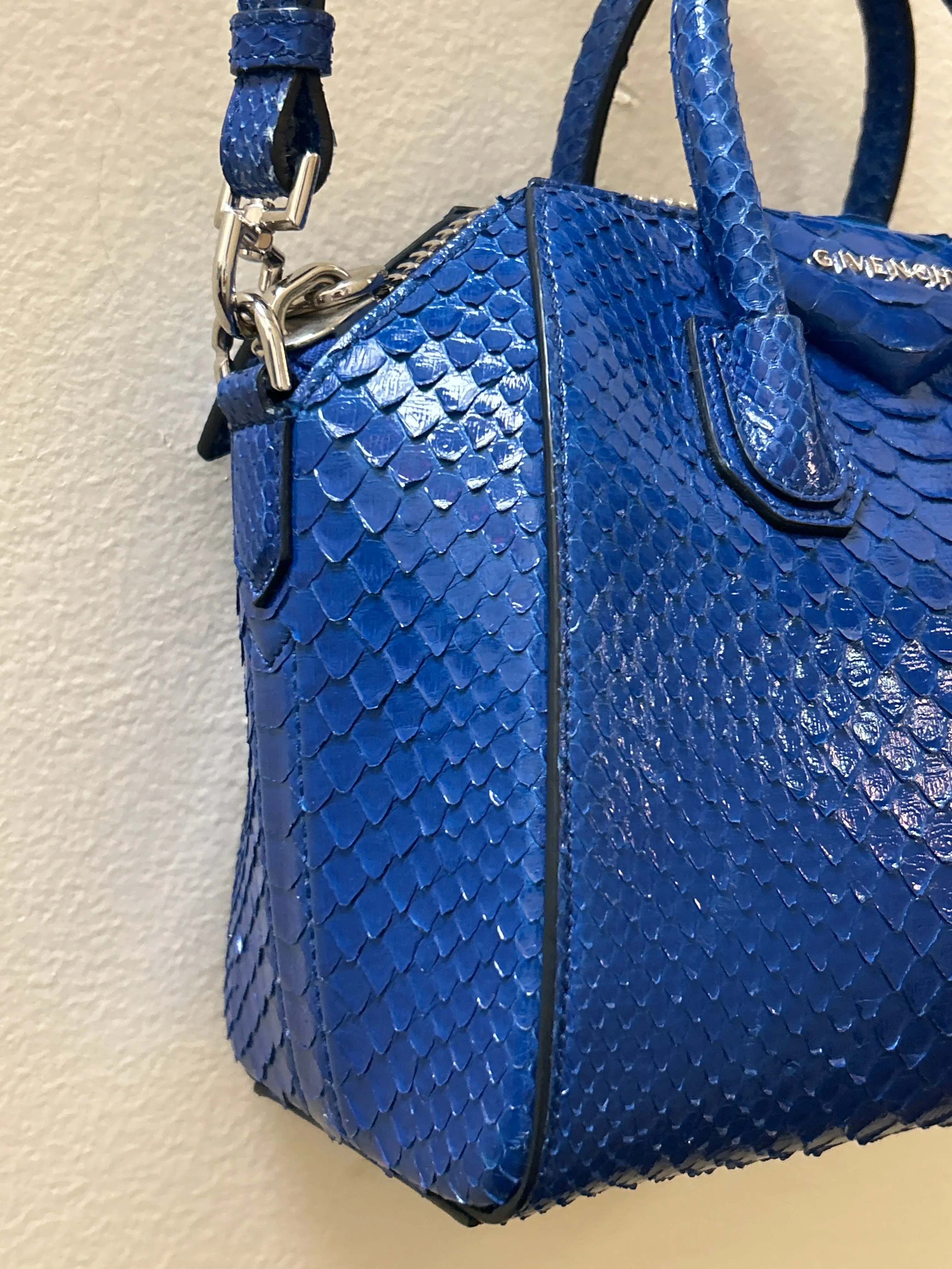 Givenchy Bag, Blue Python Antigona Mini Satchel Bag