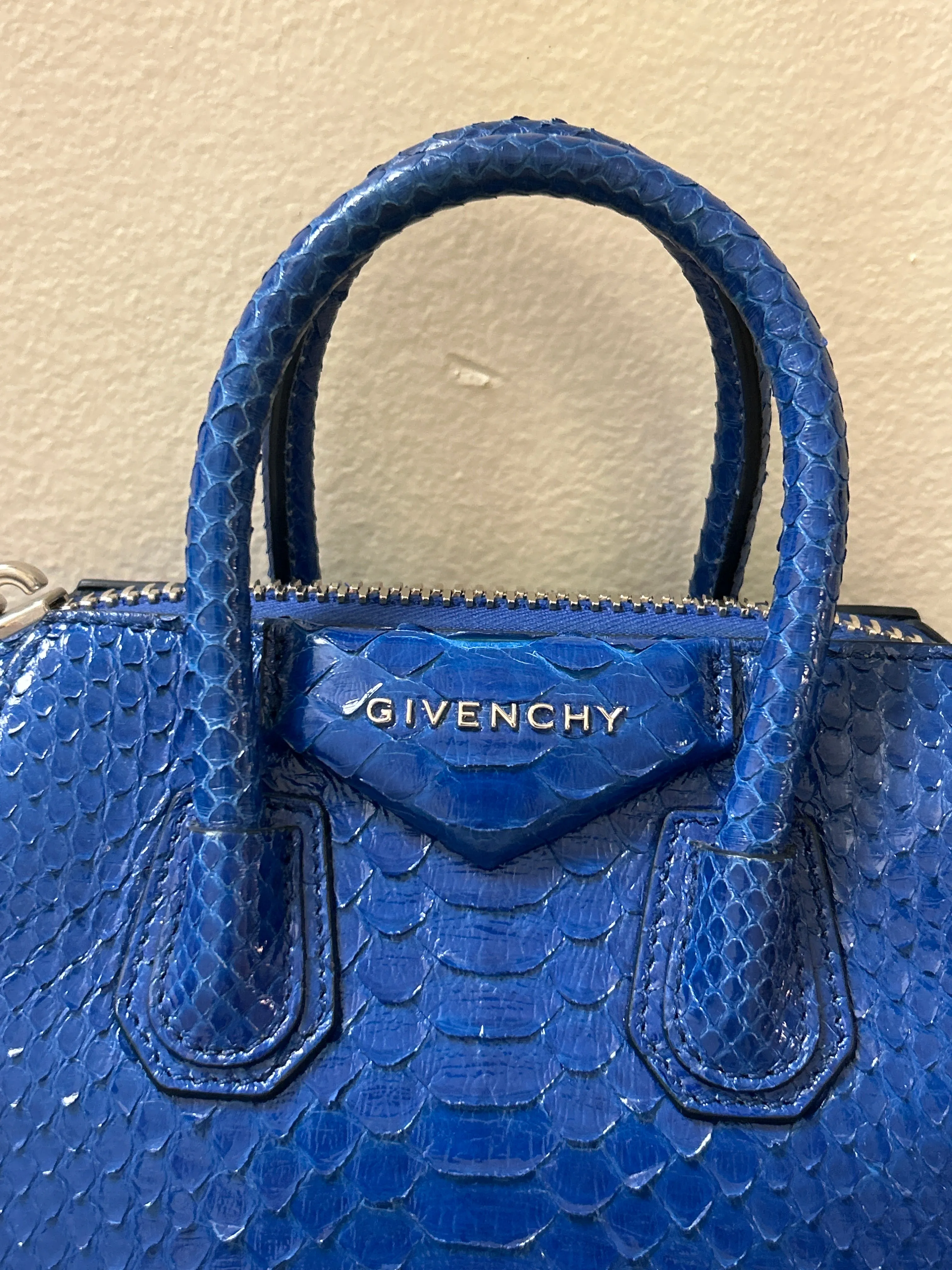 Givenchy Bag, Blue Python Antigona Mini Satchel Bag