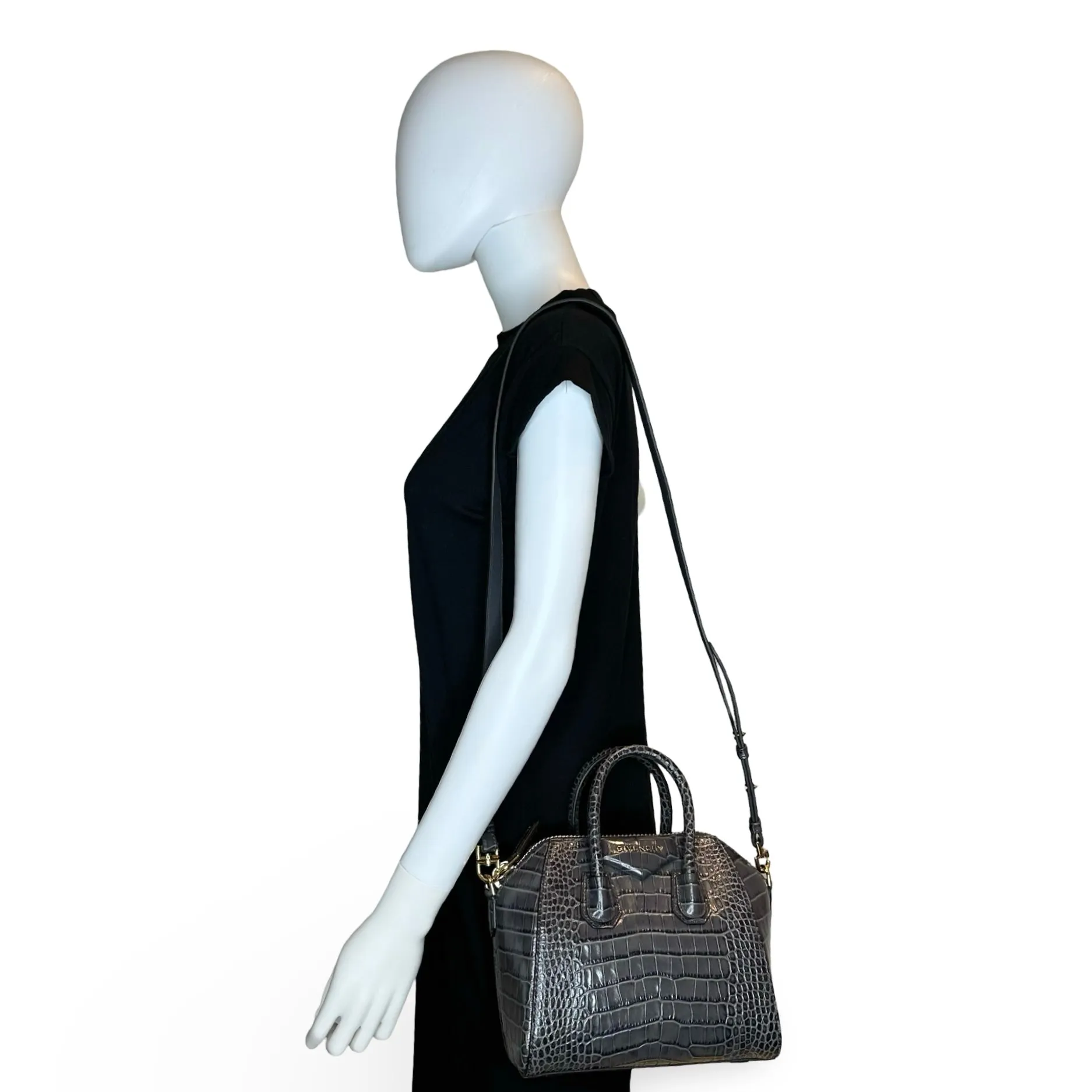 GIVENCHY: Croc Embossed Mini Antigona