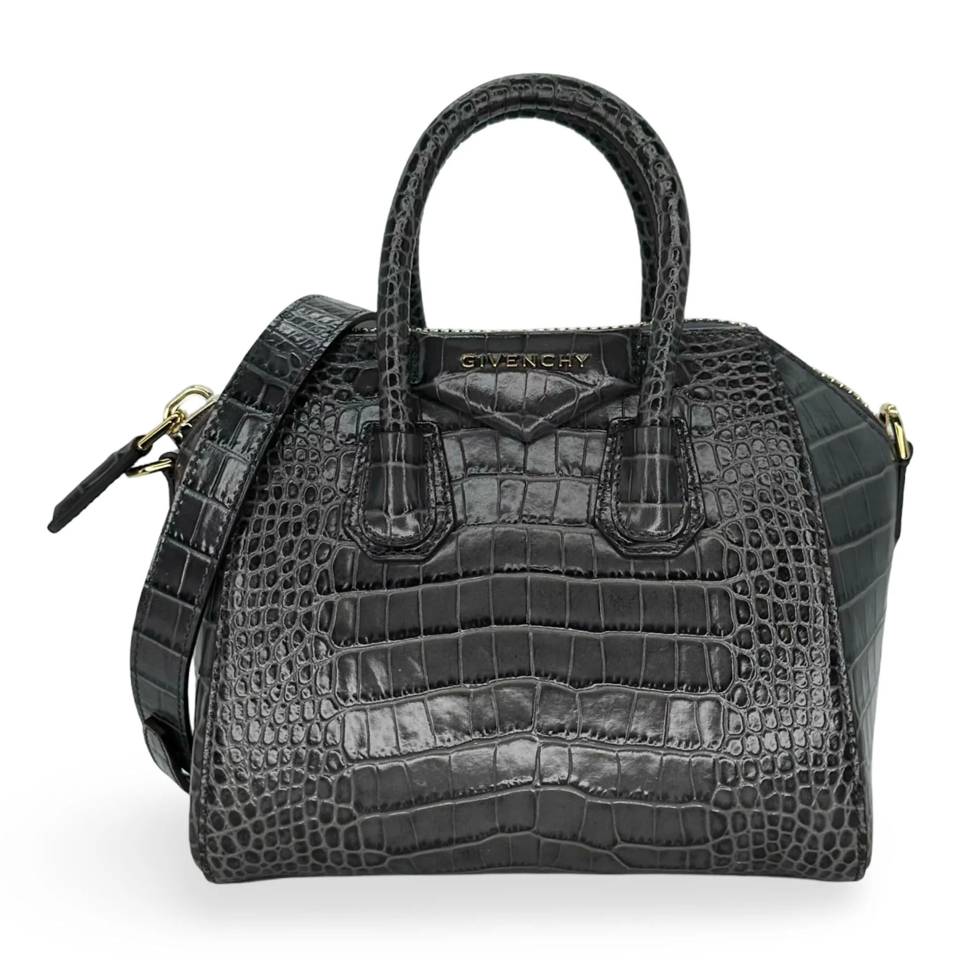 GIVENCHY: Croc Embossed Mini Antigona