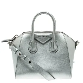 Givenchy Silver Leather Mini Antigona Satchel