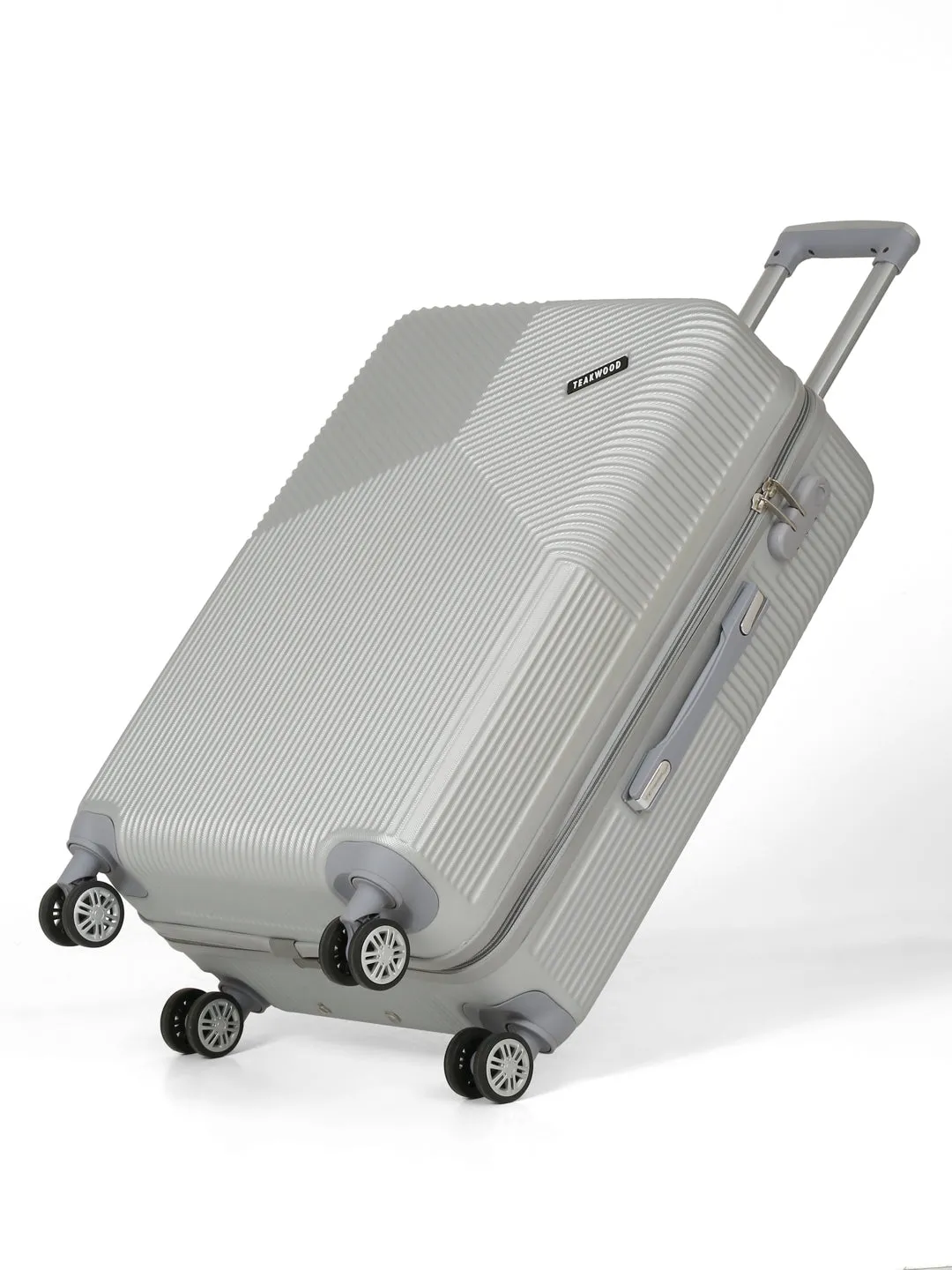 Grey Textured Hard-Sided Trolley Bag