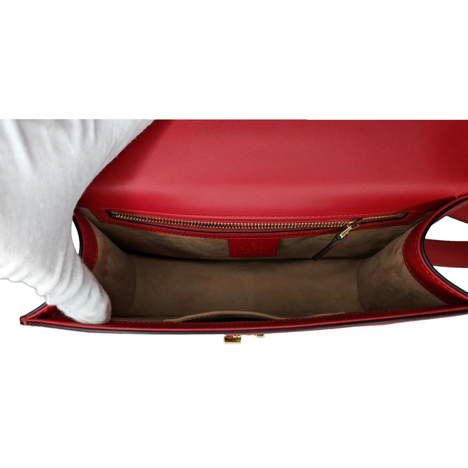 Gucci Calfskin Small Sylvie Chain Shoulder Bag Hibiscus Red