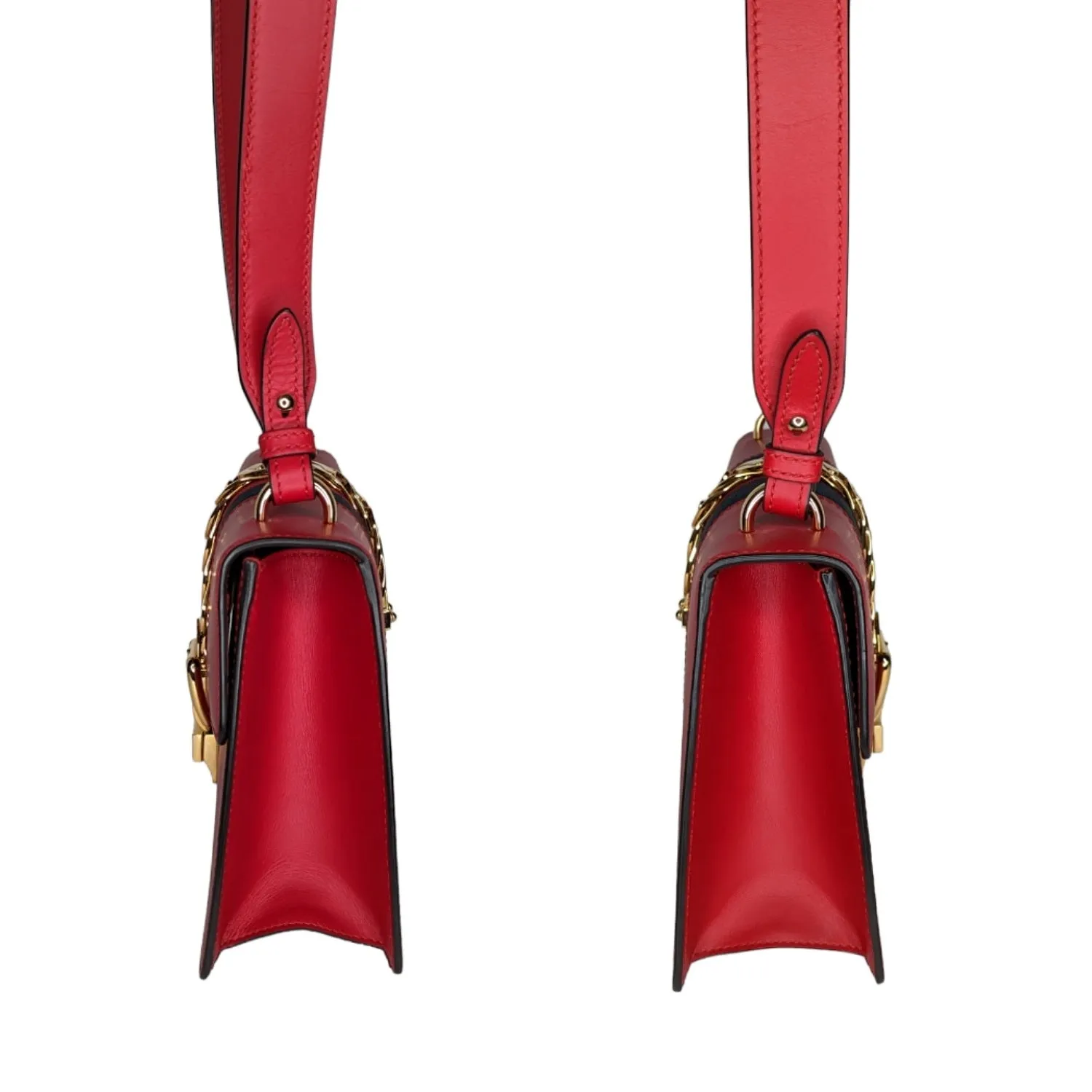 Gucci Calfskin Small Sylvie Chain Shoulder Bag Hibiscus Red