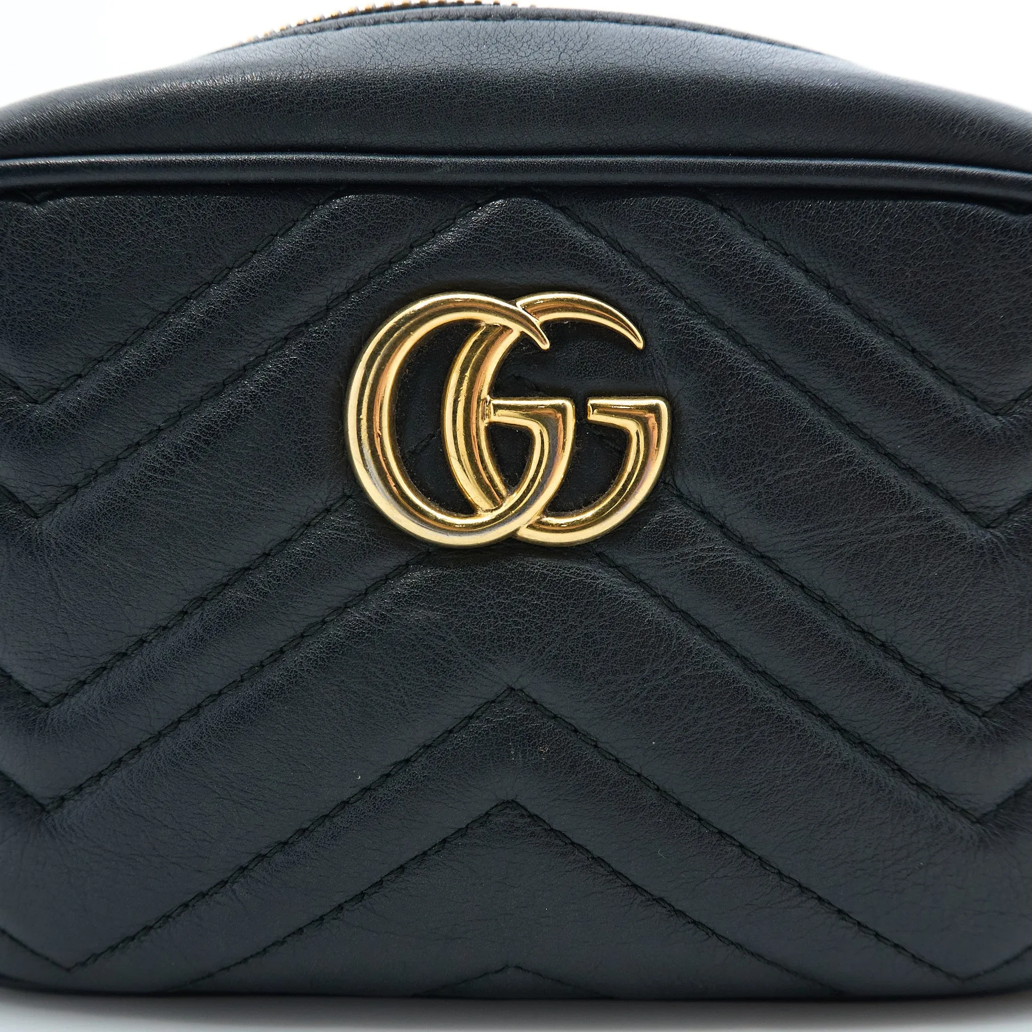 Gucci GG Black Marmont Matelasse Mini Crossbody Bag