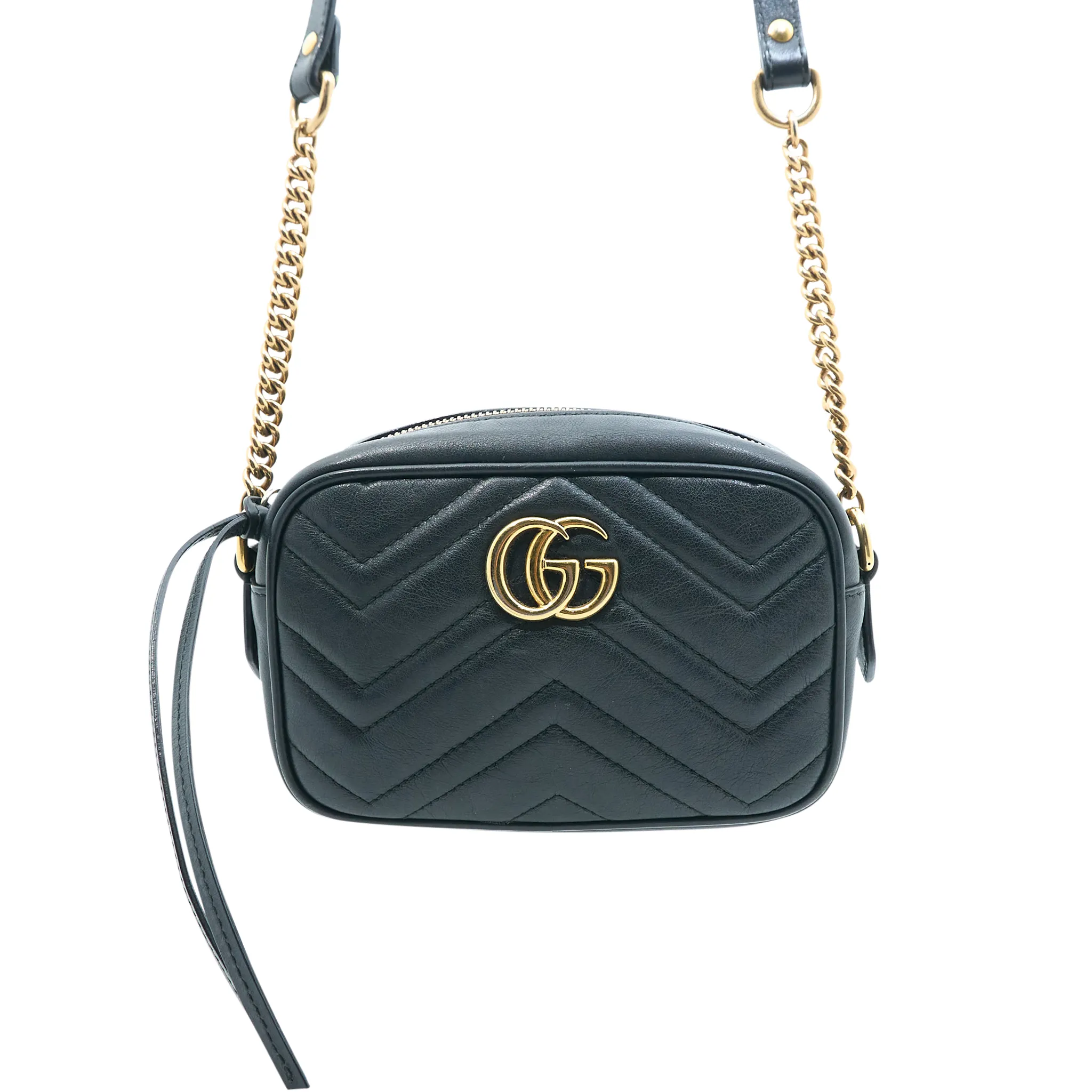 Gucci GG Black Marmont Matelasse Mini Crossbody Bag