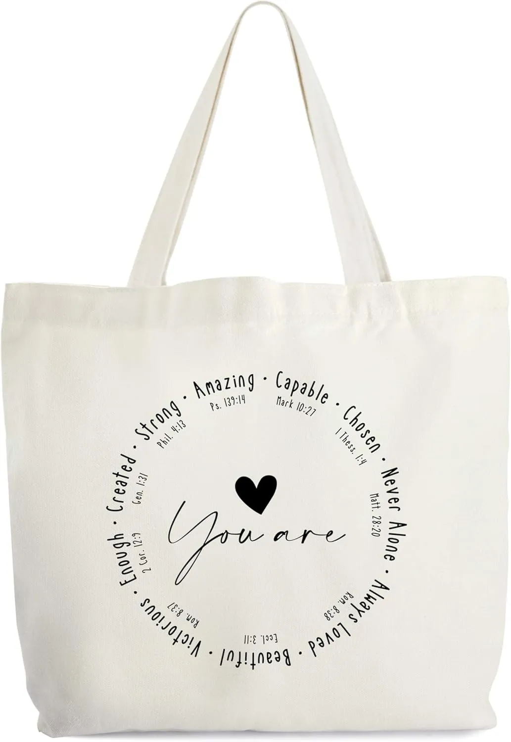Inspirational Christian Canvas Tote Bag for Women, You Are Amazing Bible Tote, Bible Verse Religious Gift Bag, Library Book Bag, Shoulder Bag Gifts for Women Friends Colleagues -21