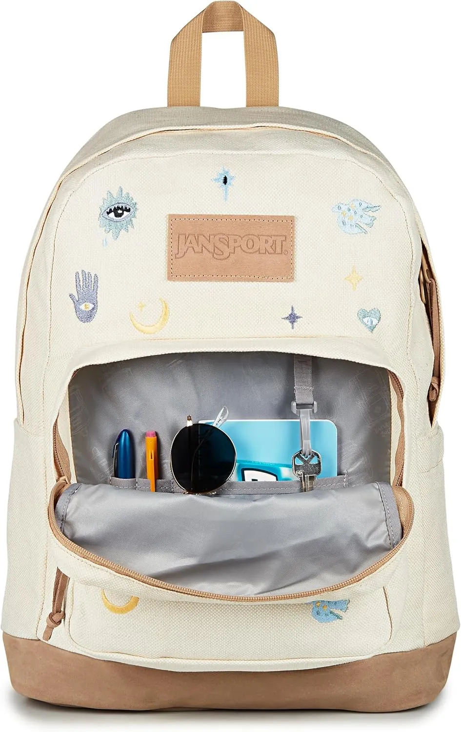 JanSport Right Pack Expressions Backpack  Main Compartment, 15-inch Padded Laptop Compartment, Side Water Bottle Pocket, Utility Pocket with Zippered Rain Flap, Surreal Mirage Embroidery