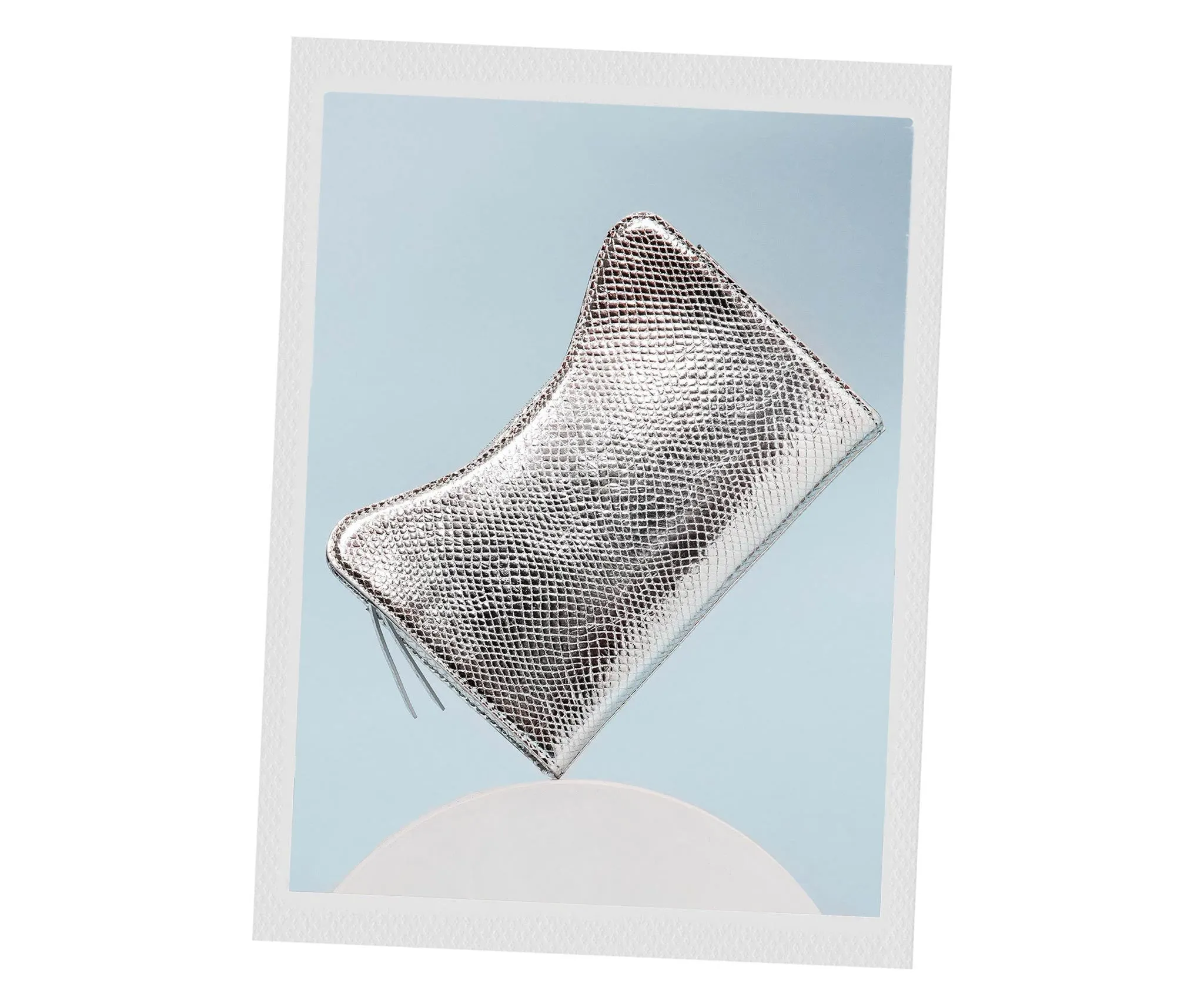 Jeffy Clutch in Silver Metallic Snakeskin