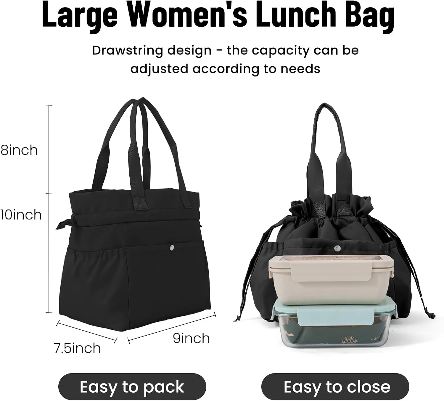 MAMONA Lunch Bag Women  Reusable Insulated Lunch Bag Stain-Resistant, Large Capacity Lunch box for Women Perfect for Office Picnic Hiking