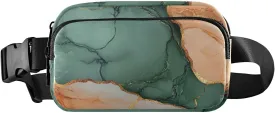 Marble Terracotta Green Cute Waist Bag Fanny Pack for Women Men Water Resistant Crossbody Sling Bag with Adjustable Strap for Travel Running Hiking