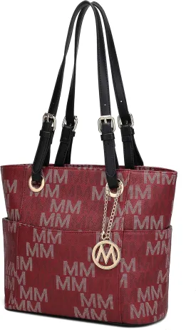 MKF Collection Tote Bag for Women, Signature Vegan Leather Pocketbook Shoulder bag Top-Handle Purse Tote Handbag