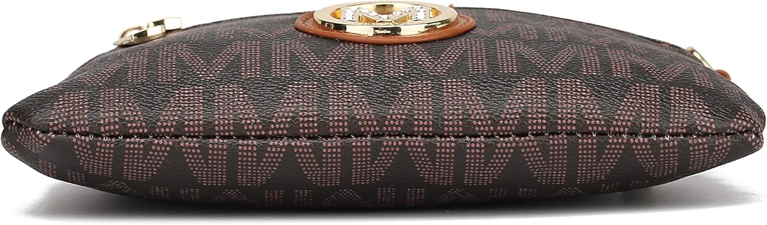 MKF Crossbody Bag for Women, Wristlet Strap  PU Leather Shoulder Handbag  Small Pocketbook Messenger Purse Black