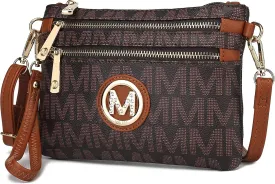 MKF Crossbody Bag for Women, Wristlet Strap  PU Leather Shoulder Handbag  Small Pocketbook Messenger Purse Black
