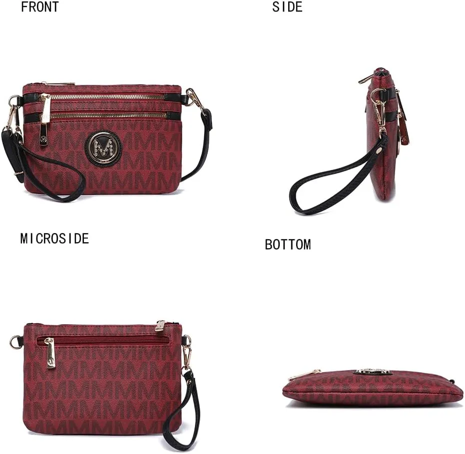 MKF Crossbody Bag for Women, Wristlet Strap  PU Leather Shoulder Handbag  Small Pocketbook Messenger Purse Black