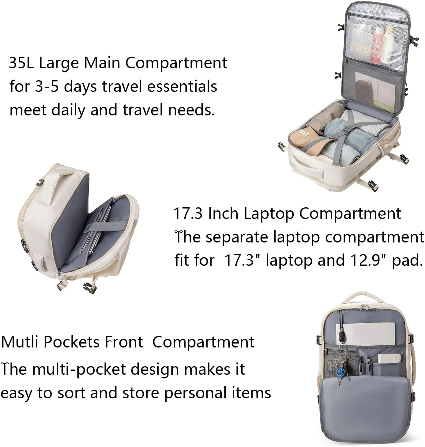 MOLNIA Travel Backpack, 17.3 Inch Large Laptop Backpack Carry On Backpack Waterproof, as Personal Item Flight Approved College Backpack Convertible Backpack for Men & Women