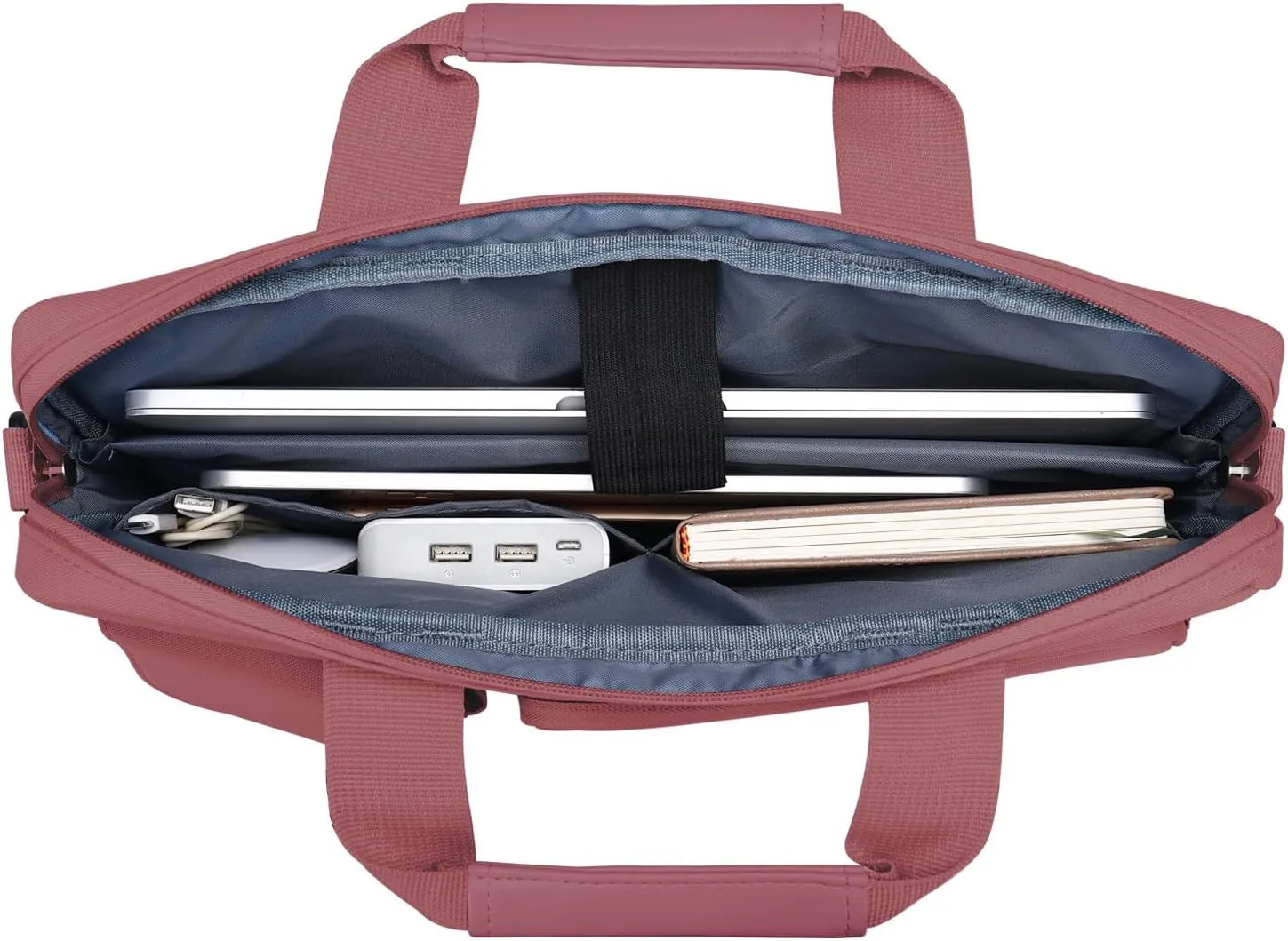 MOSISO Laptop Shoulder Bag 15.6 inch, 15-15.6 inch Computer Bag Compatible with MacBook Pro 16 inch, HP, Dell, Lenovo, Notebook with 2 Raised&1 Flapover&1 Horizontal Pocket&Handle&Belt, Dusty Rose