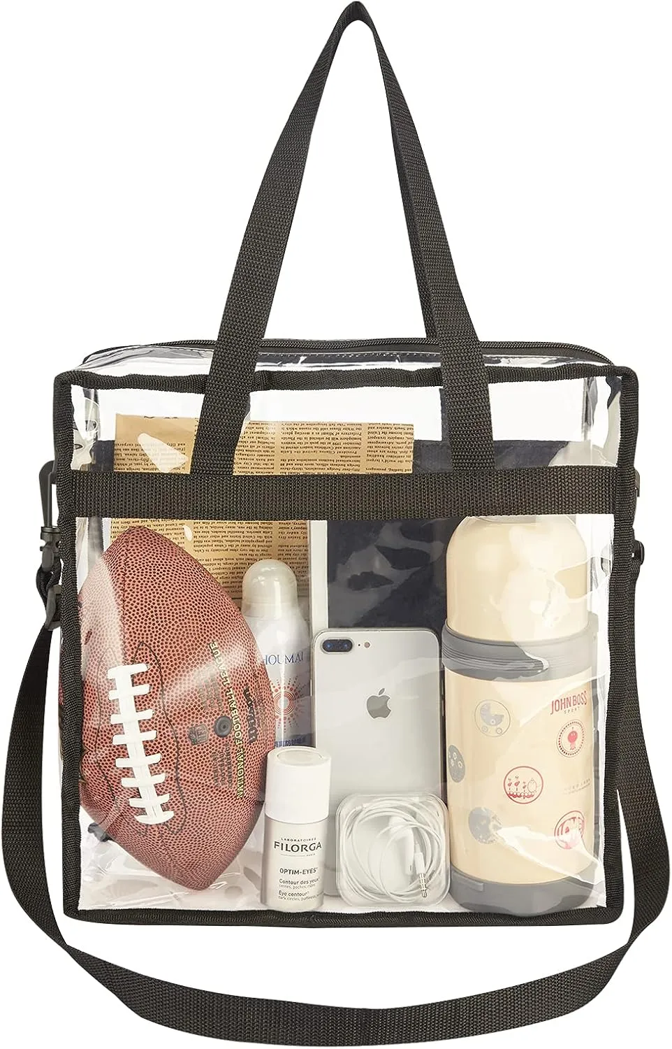 NATURAL STYLE Clear Tote Bag Stadium Security Approved, See Through Clear Handbag Purse Bag for Work, Beach, Stadium