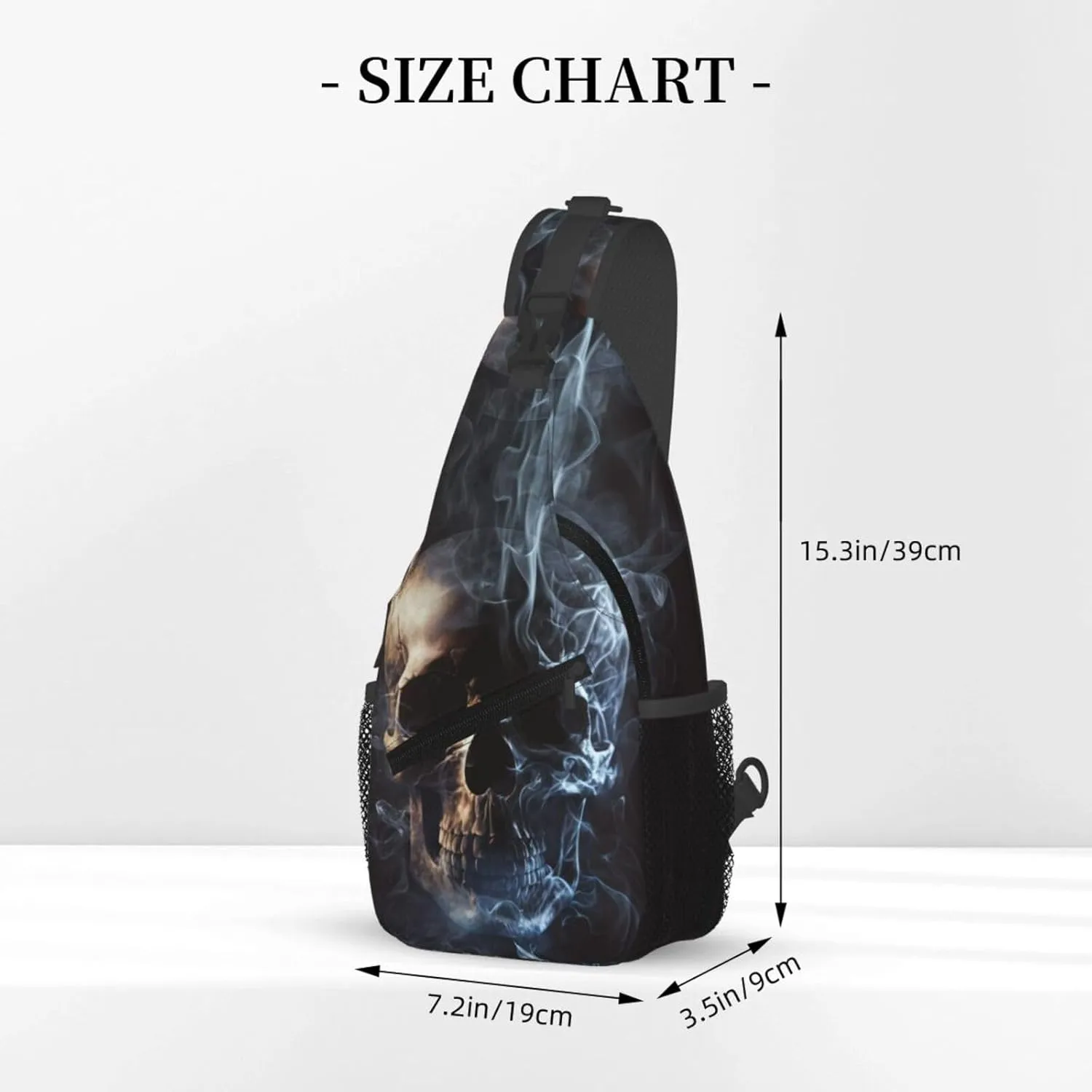 Navy Blue Skull Crossbody Chest Bag for Women - Small Crossbody Shoulder Sling Bag - Travel Hiking Daypack