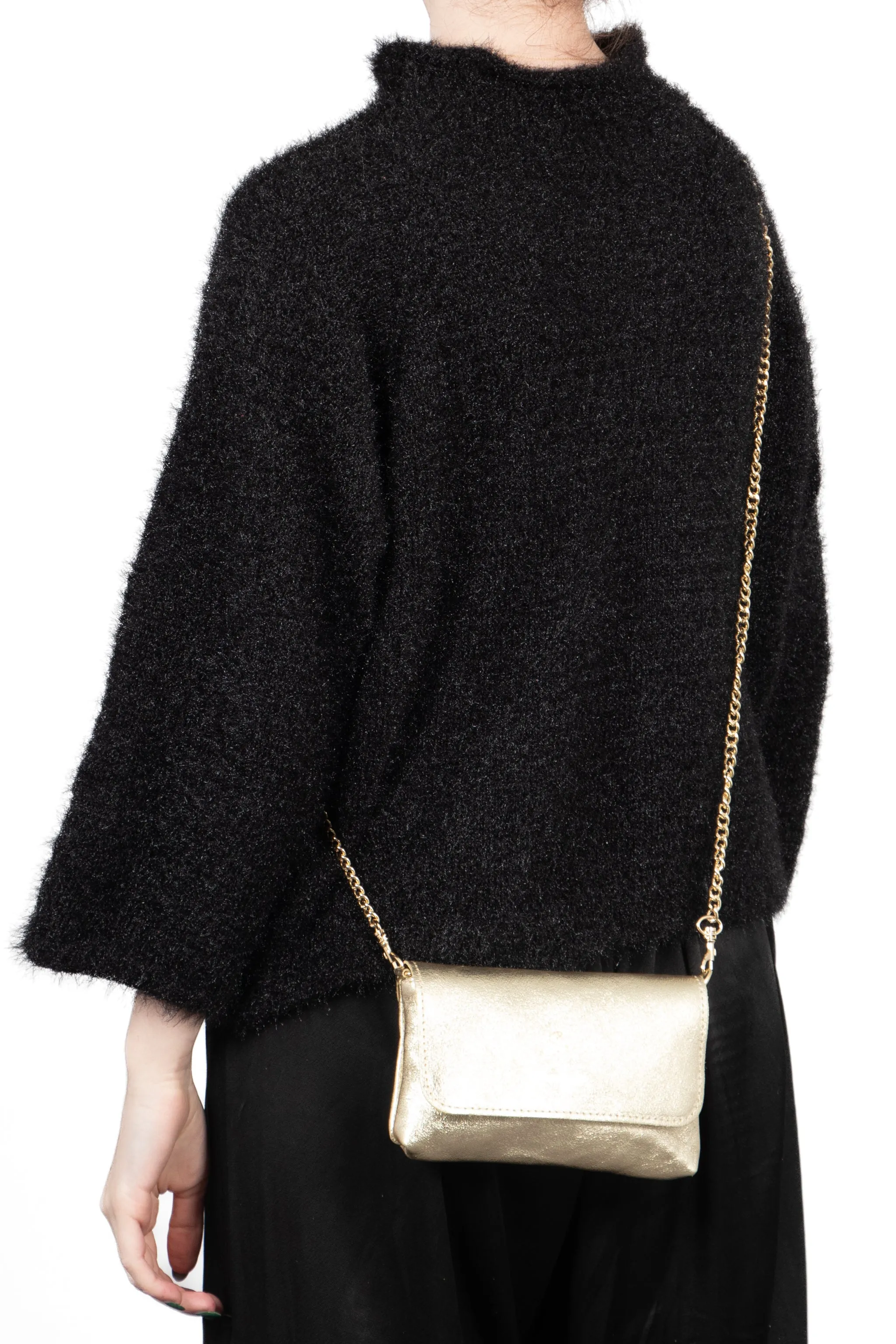 Olga - Italian Leather Mini Crossbody Bag - Gold, Metallic