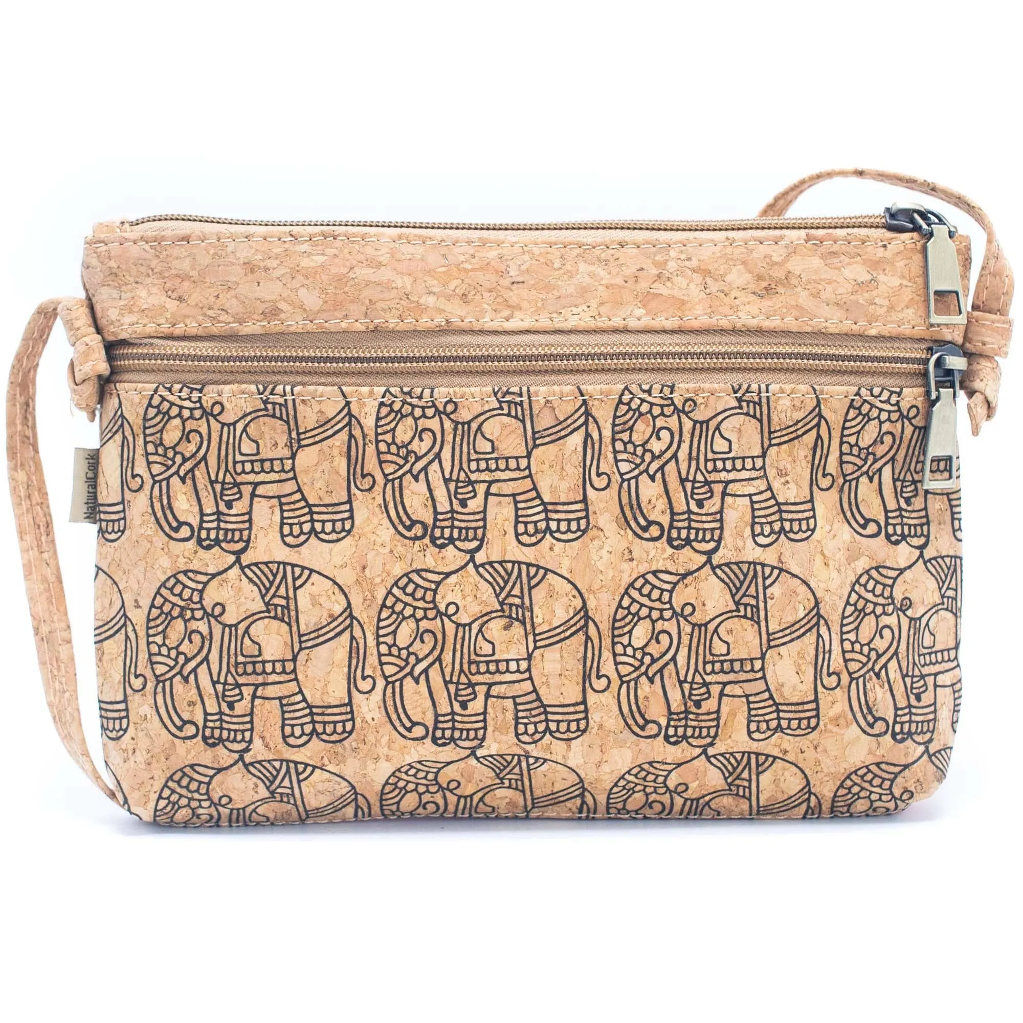 Patterned Cork Crossbody: Compact & Stylish