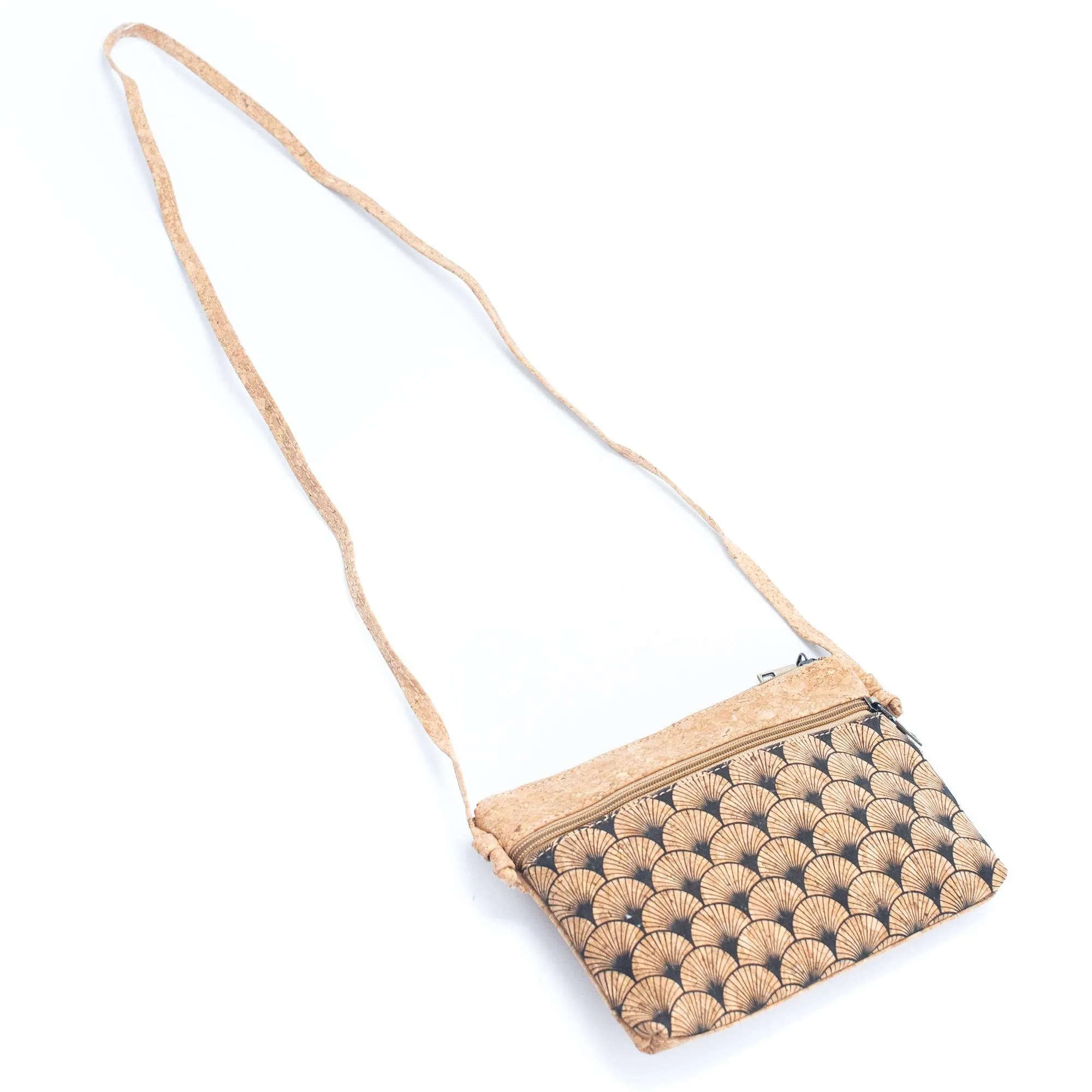 Patterned Cork Crossbody: Compact & Stylish