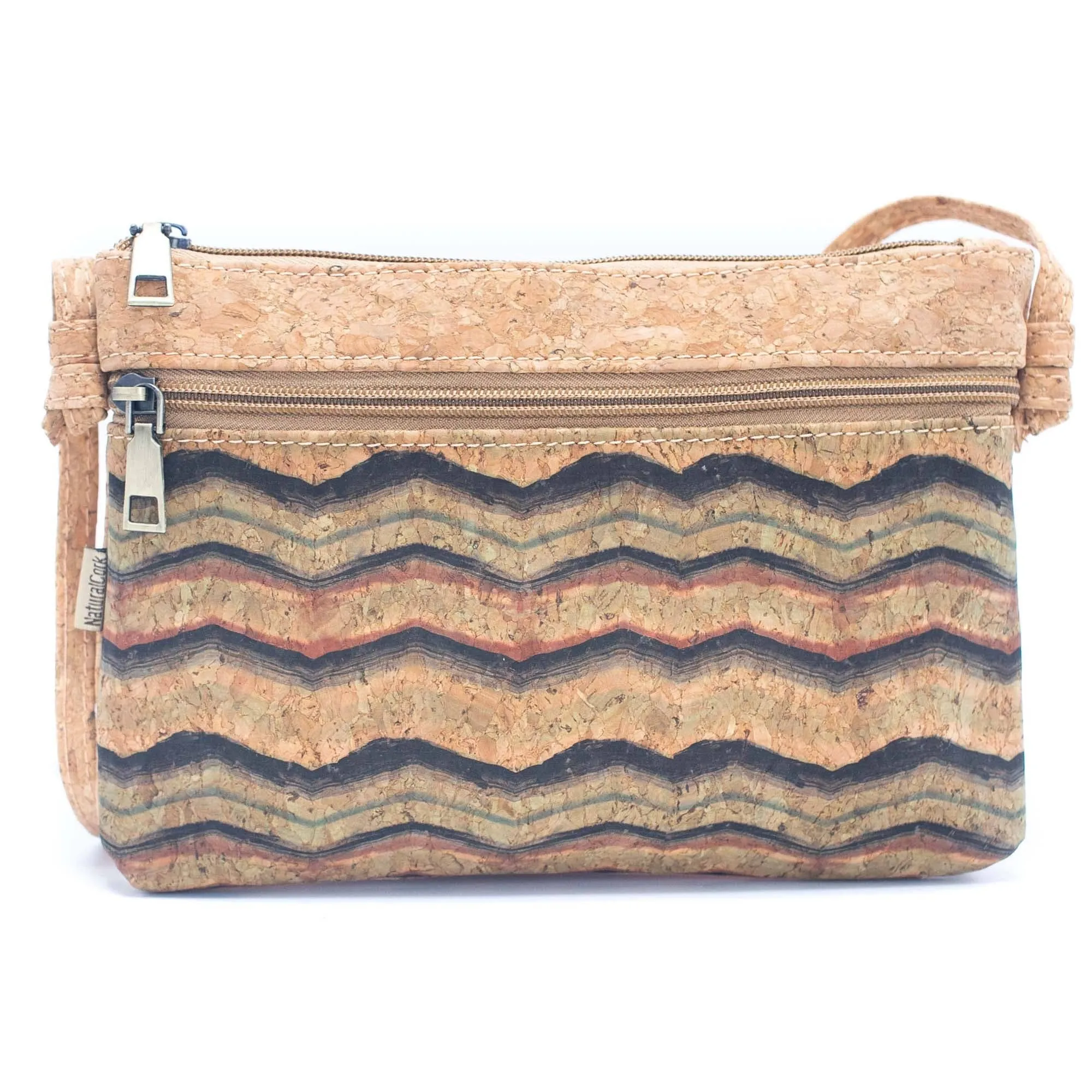 Patterned Cork Crossbody: Compact & Stylish