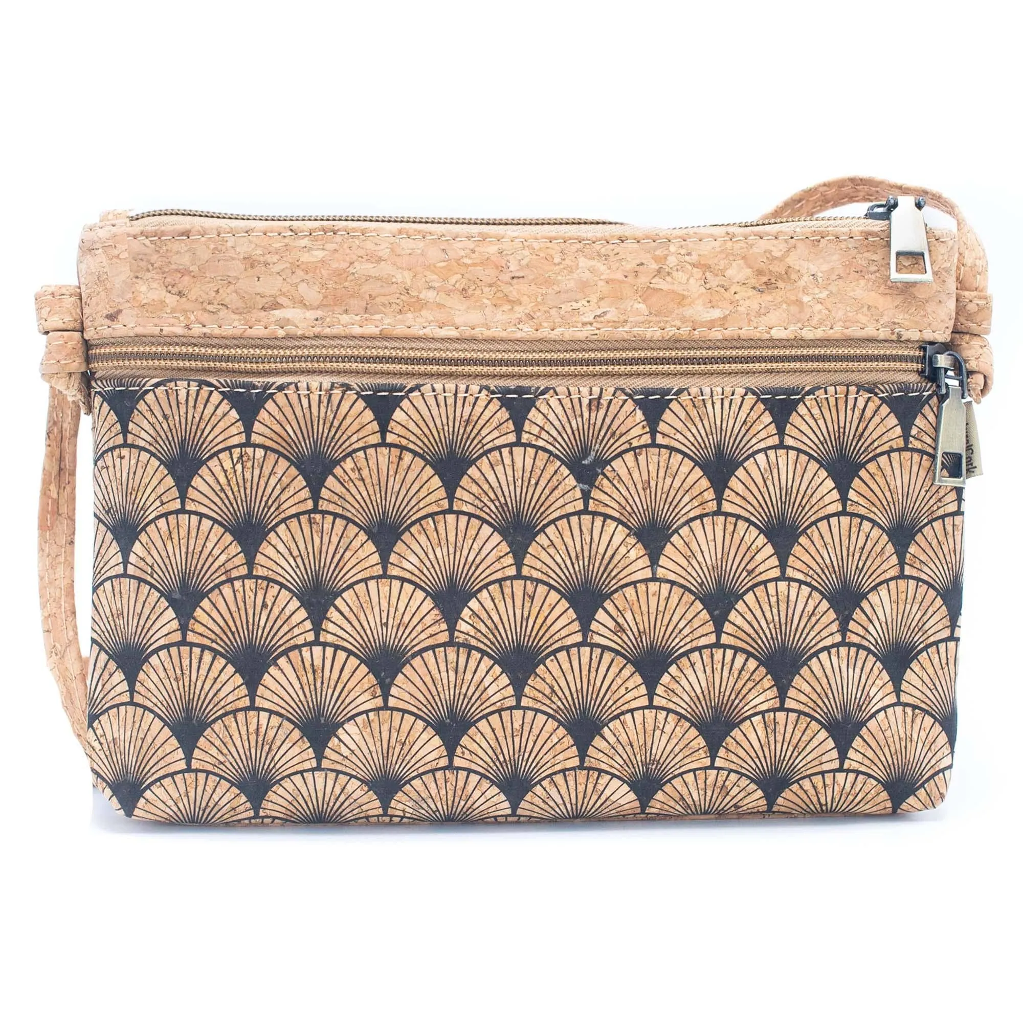 Patterned Cork Crossbody: Compact & Stylish