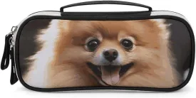 Pomeranian Dog Leather Makeup Bag Portable Small Cosmetic Organizer Waterproof Toiletry Bags Brushes Pencils And Travel Make Up Accessories