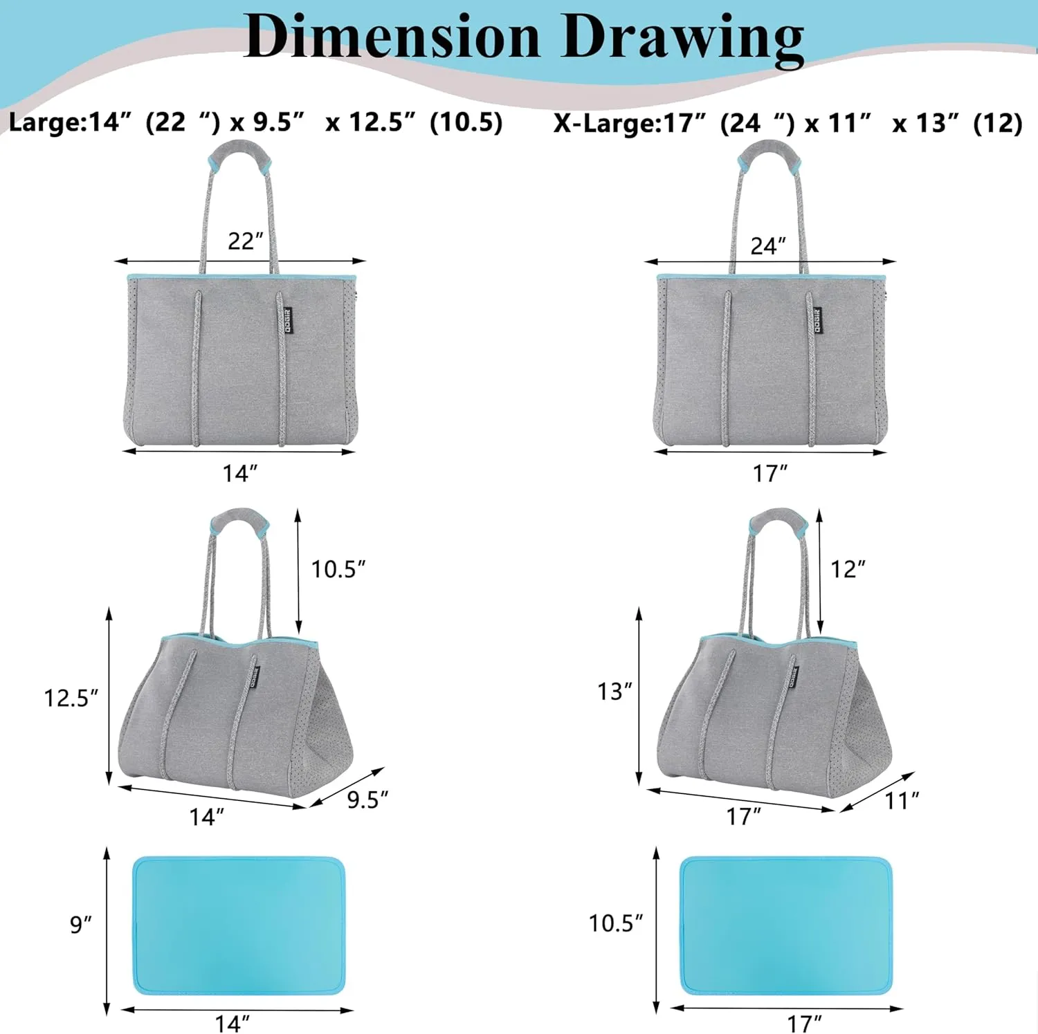 QOGiR Neoprene Multipurpose Beach Bag Tote with Inner Zipper Pocket    