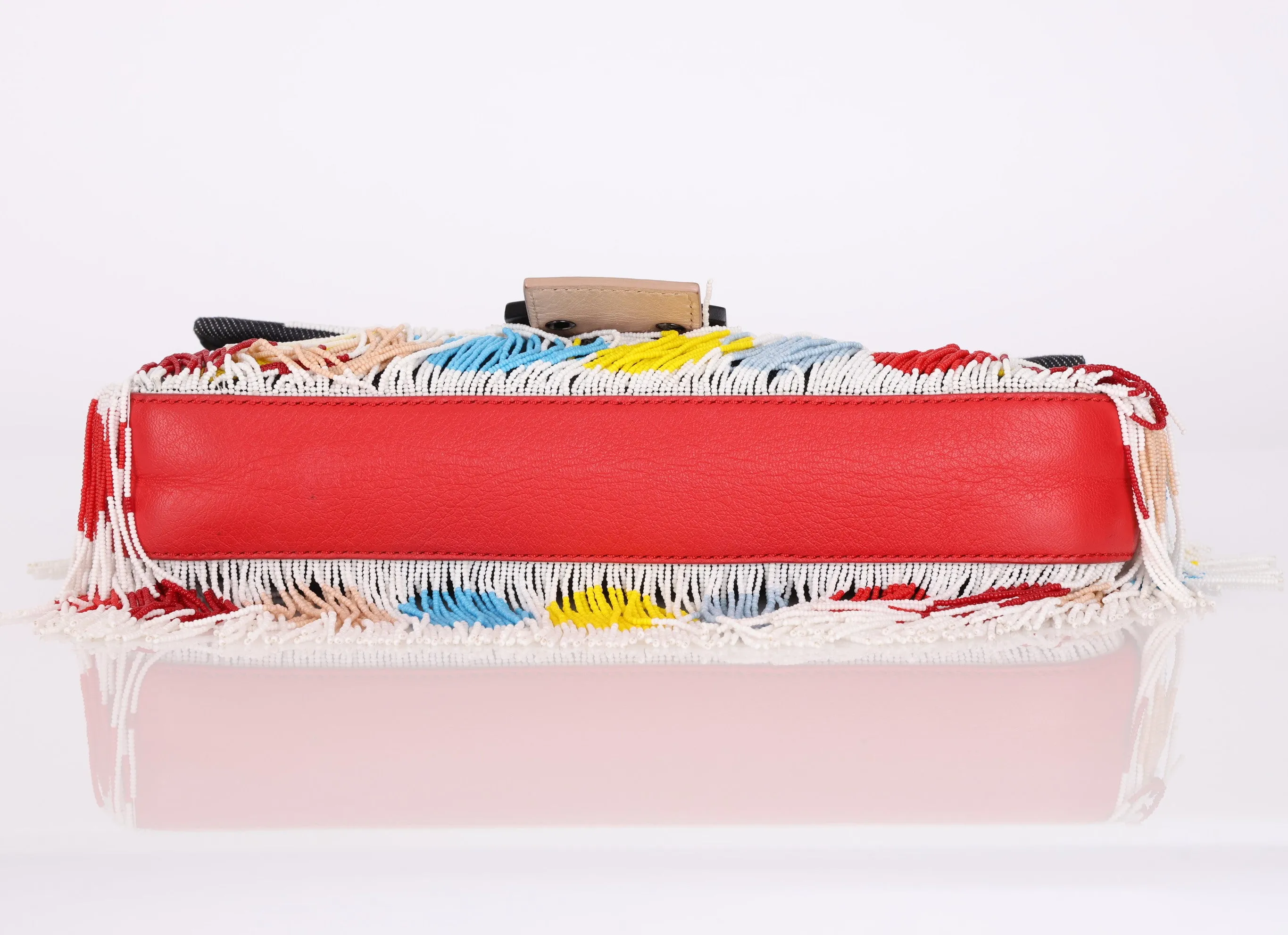 Rare Fendi Denim Beaded Bird Baguette
