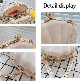 Seashell Purse Cute Seashell Shape Crossbody Purse Small Shoulder Bag with Chain for Women Little Girls (Color : Blue)