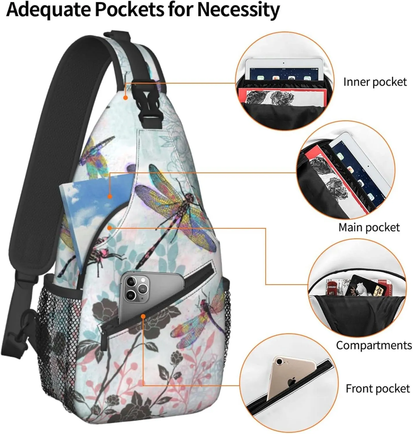 Sling Daypacks,adjustable Rope Crossbody One Shoulder Bag Travel Hiking Cycling for Men Women Gift
