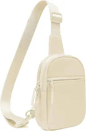 Small Sling Bag Fanny Packs for Women Men Trendy Fashionable Cross Body Belt Bag with Adjustable Straps (01Beige)