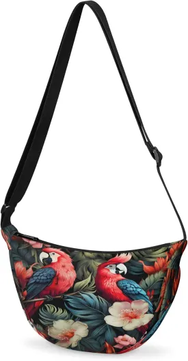 Small Sling Crossbody Bag for Women Men Trendy, Small Crescent Bag with Adjustable Strap Zippers, Lightweight Dumpling Bags