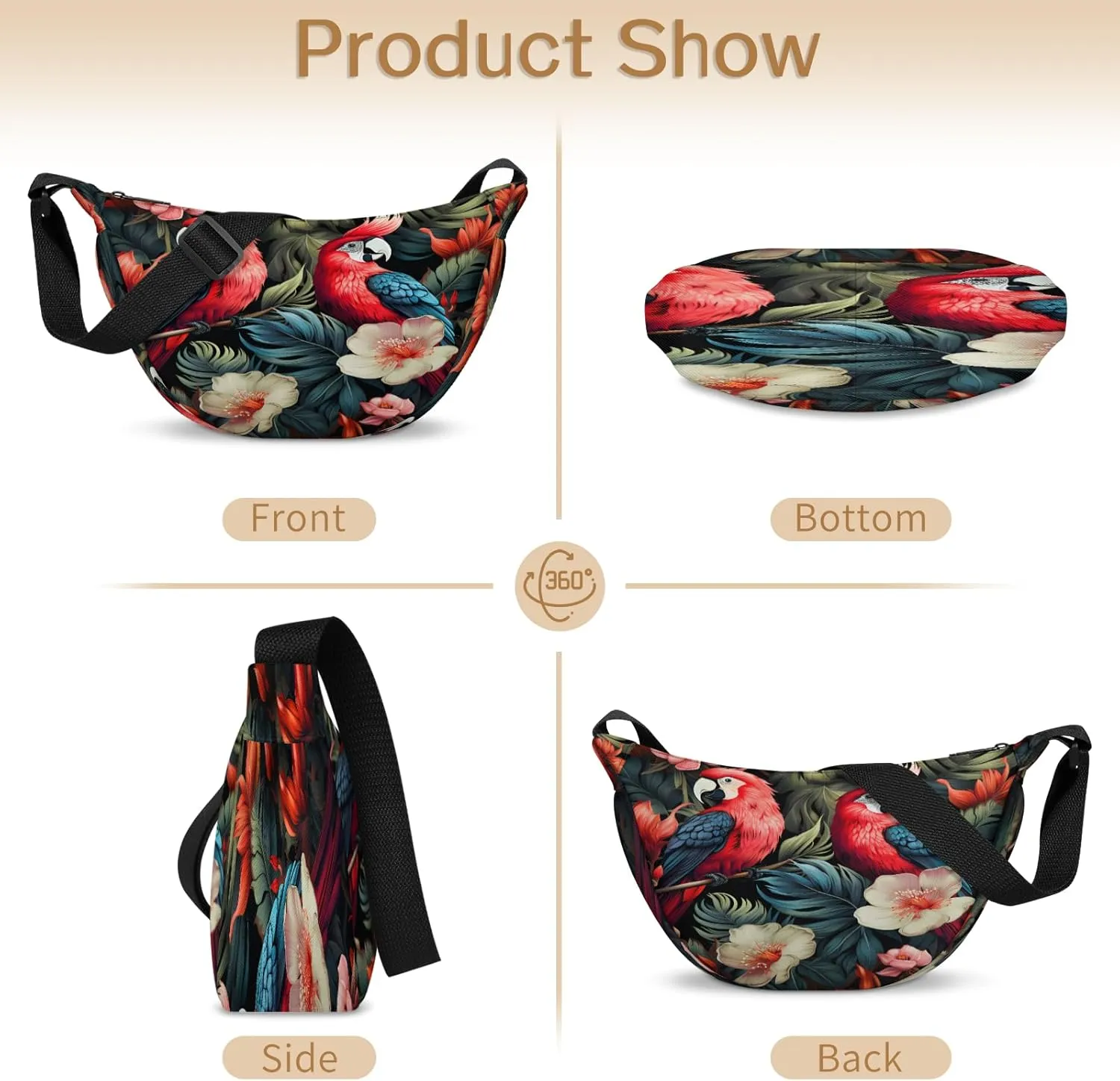 Small Sling Crossbody Bag for Women Men Trendy, Small Crescent Bag with Adjustable Strap Zippers, Lightweight Dumpling Bags