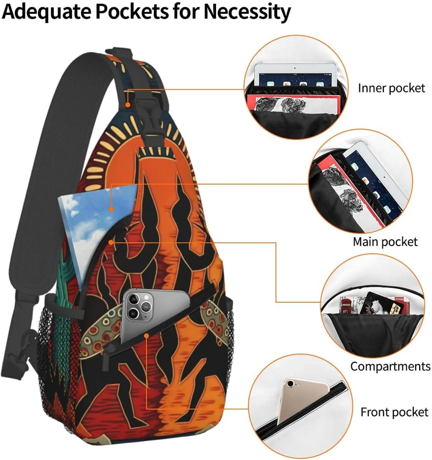 Southwestern Cactus Southwest Native Crossbody Chest Bags for Women, Small Crossbody Shoulder Bag Sling Bag Travel Hiking Daypack