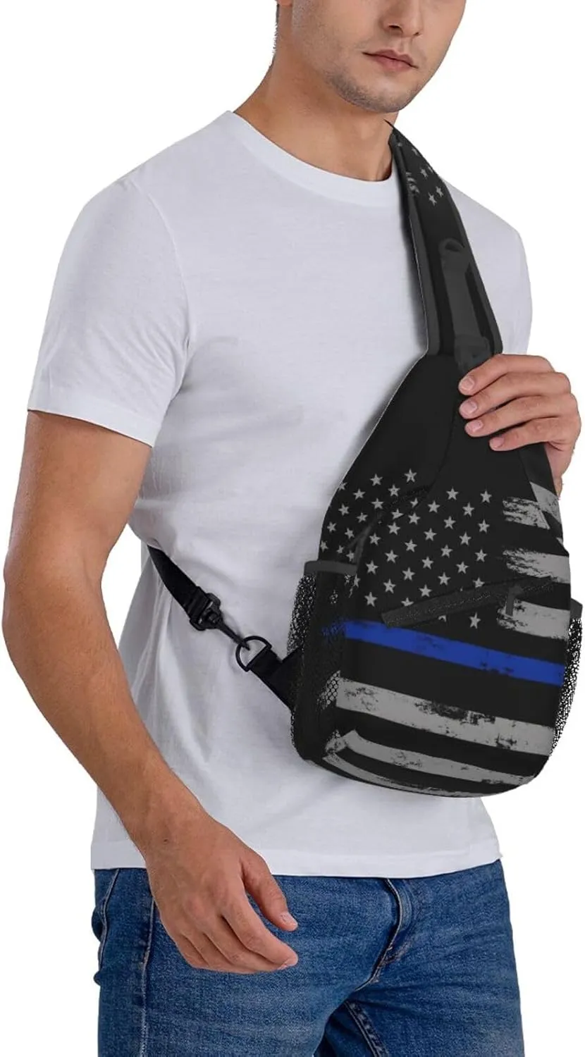 Sunflower American Flag Sling Bag Adjustable Chest Bags Casual Crossbody Bag Travel Shoulder Backpack