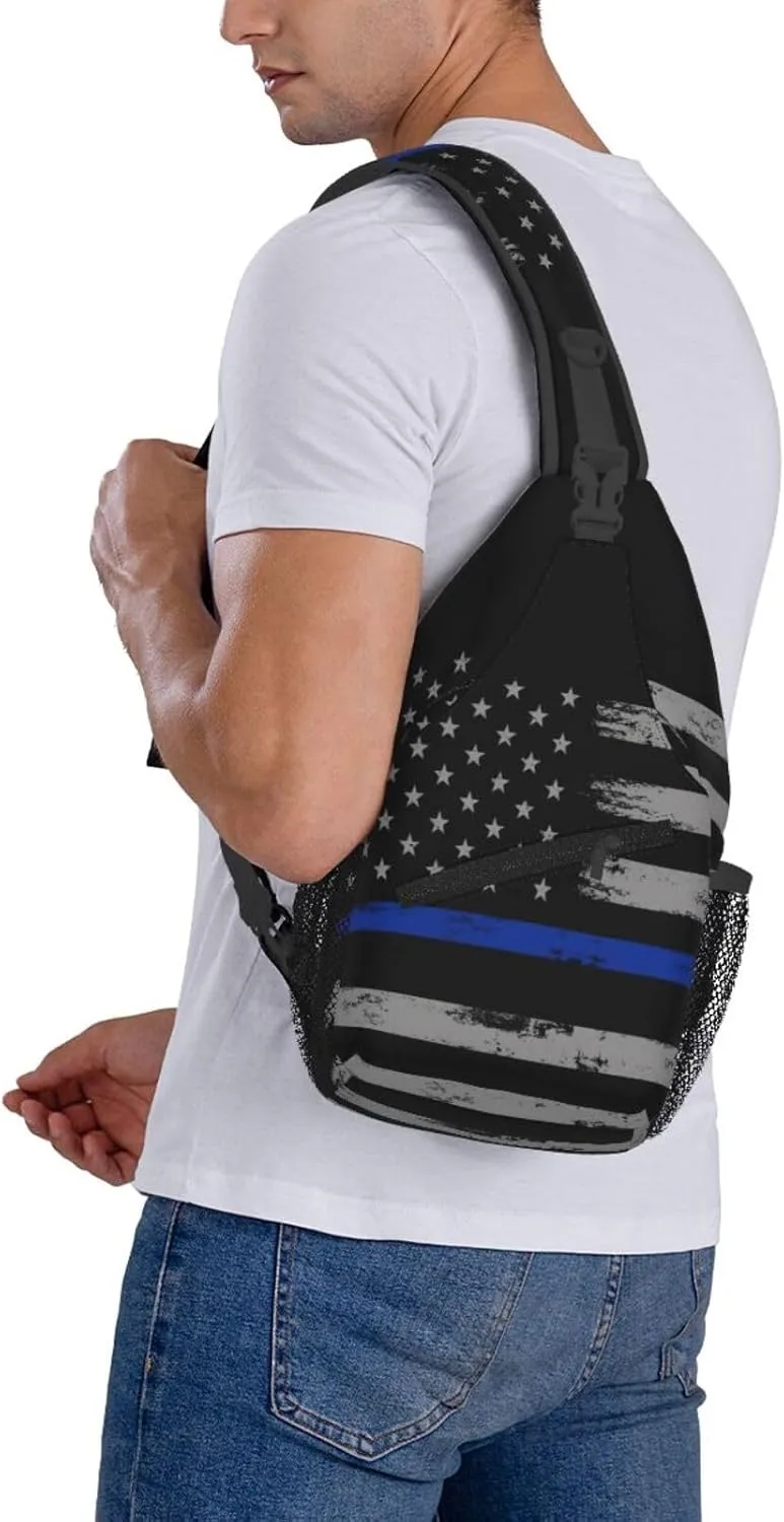 Sunflower American Flag Sling Bag Adjustable Chest Bags Casual Crossbody Bag Travel Shoulder Backpack