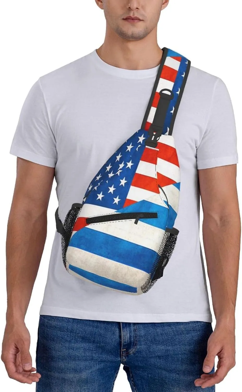 Sunflower American Flag Sling Bag Adjustable Chest Bags Casual Crossbody Bag Travel Shoulder Backpack