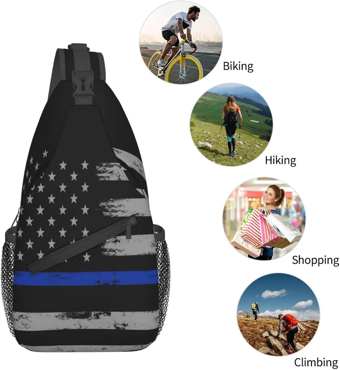 Sunflower American Flag Sling Bag Adjustable Chest Bags Casual Crossbody Bag Travel Shoulder Backpack